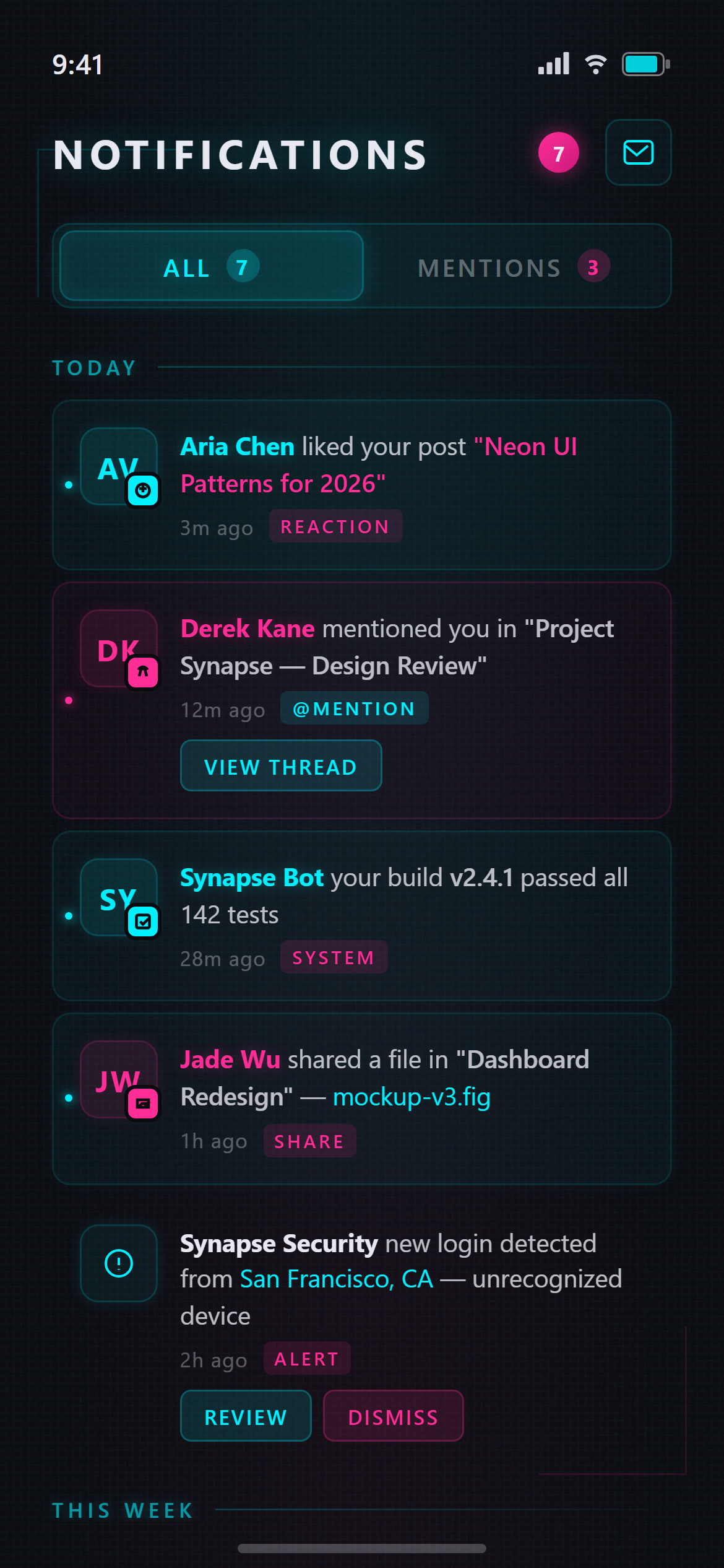 Neon Cyber Notifications