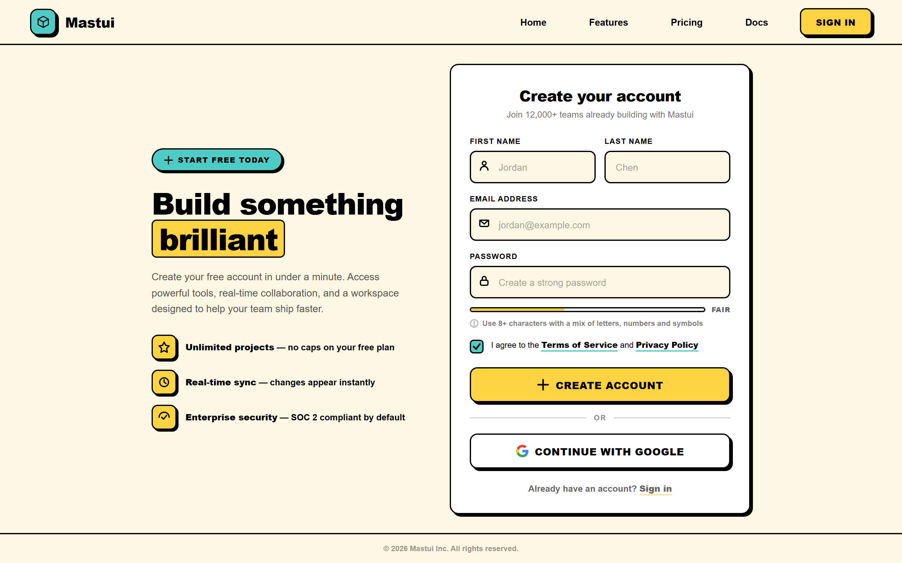 Neubrutalism Sign Up