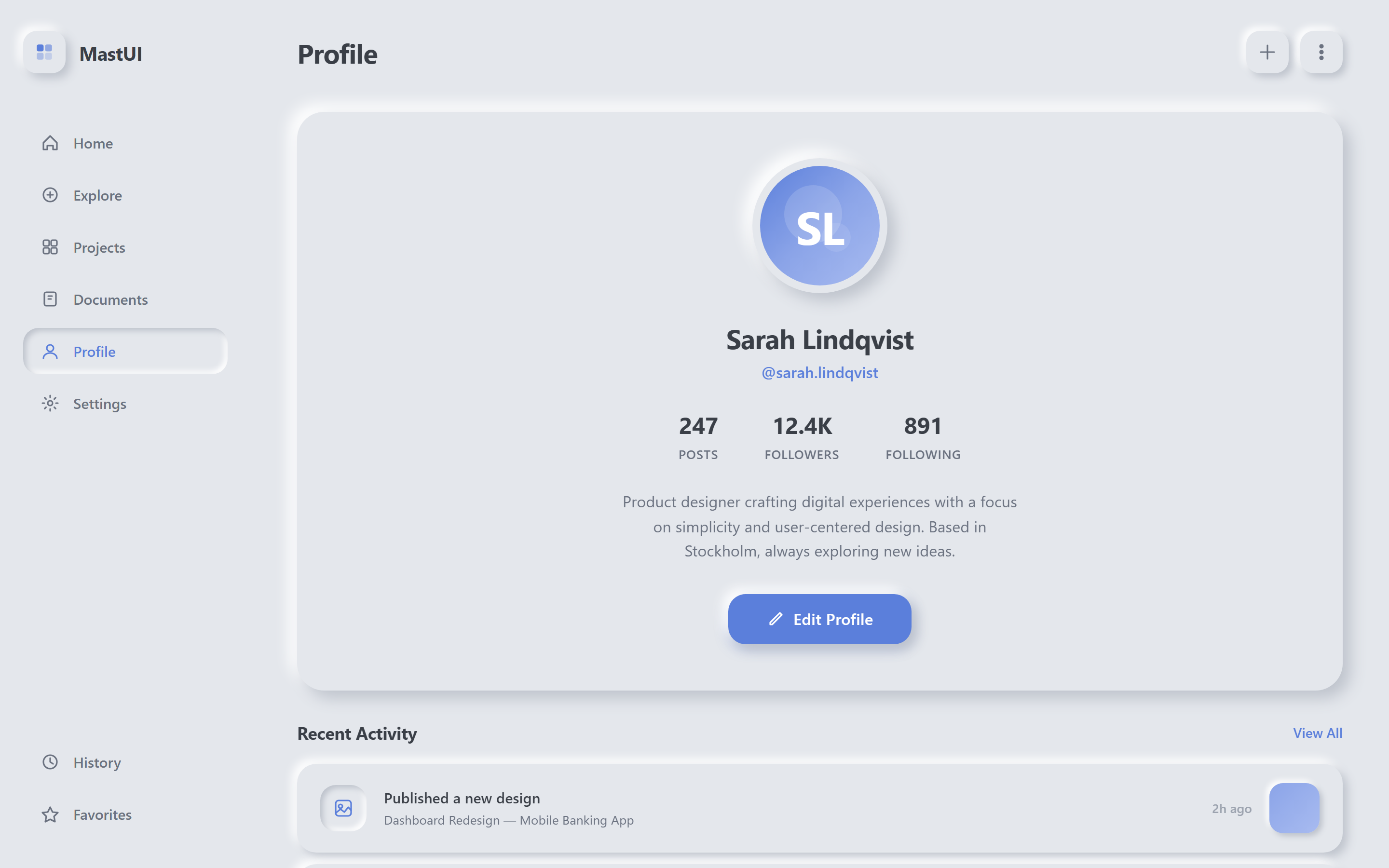 Neumorphism Profile