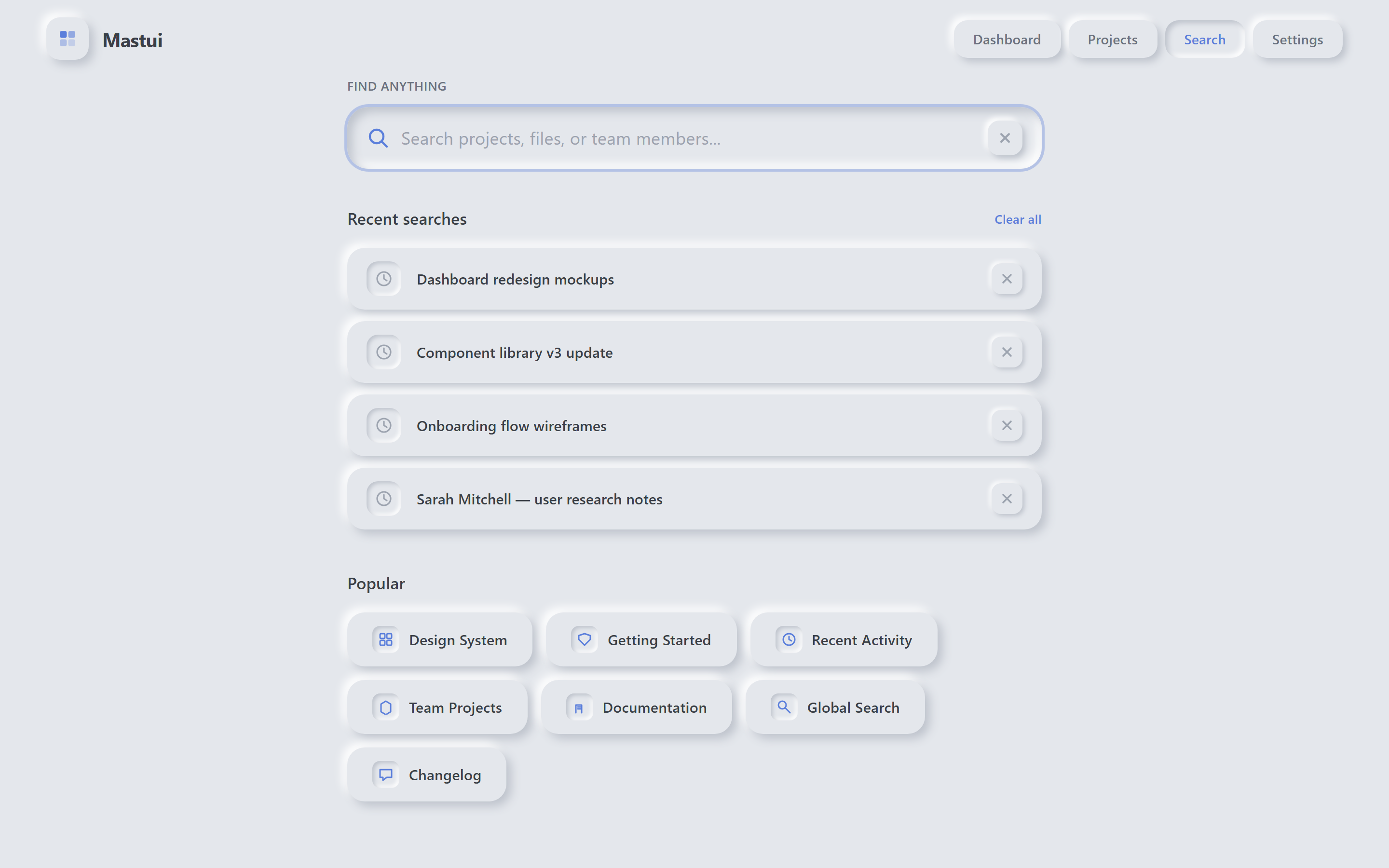 Neumorphism Search