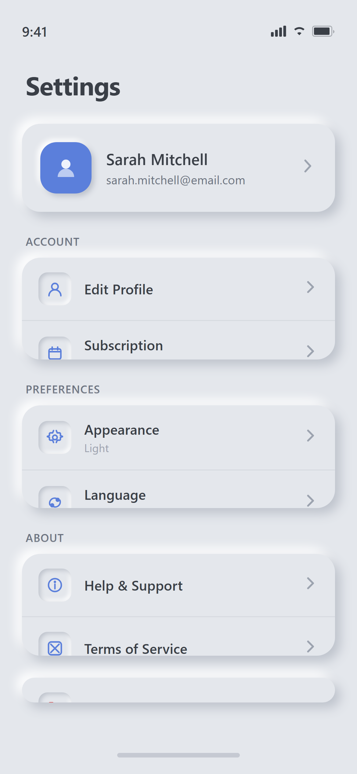 Neumorphism Settings