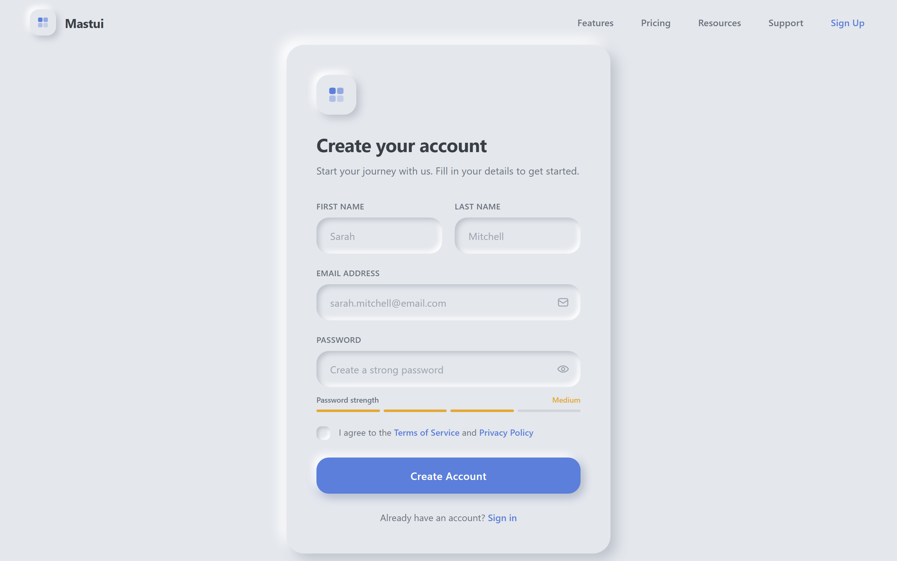 Neumorphism Sign Up