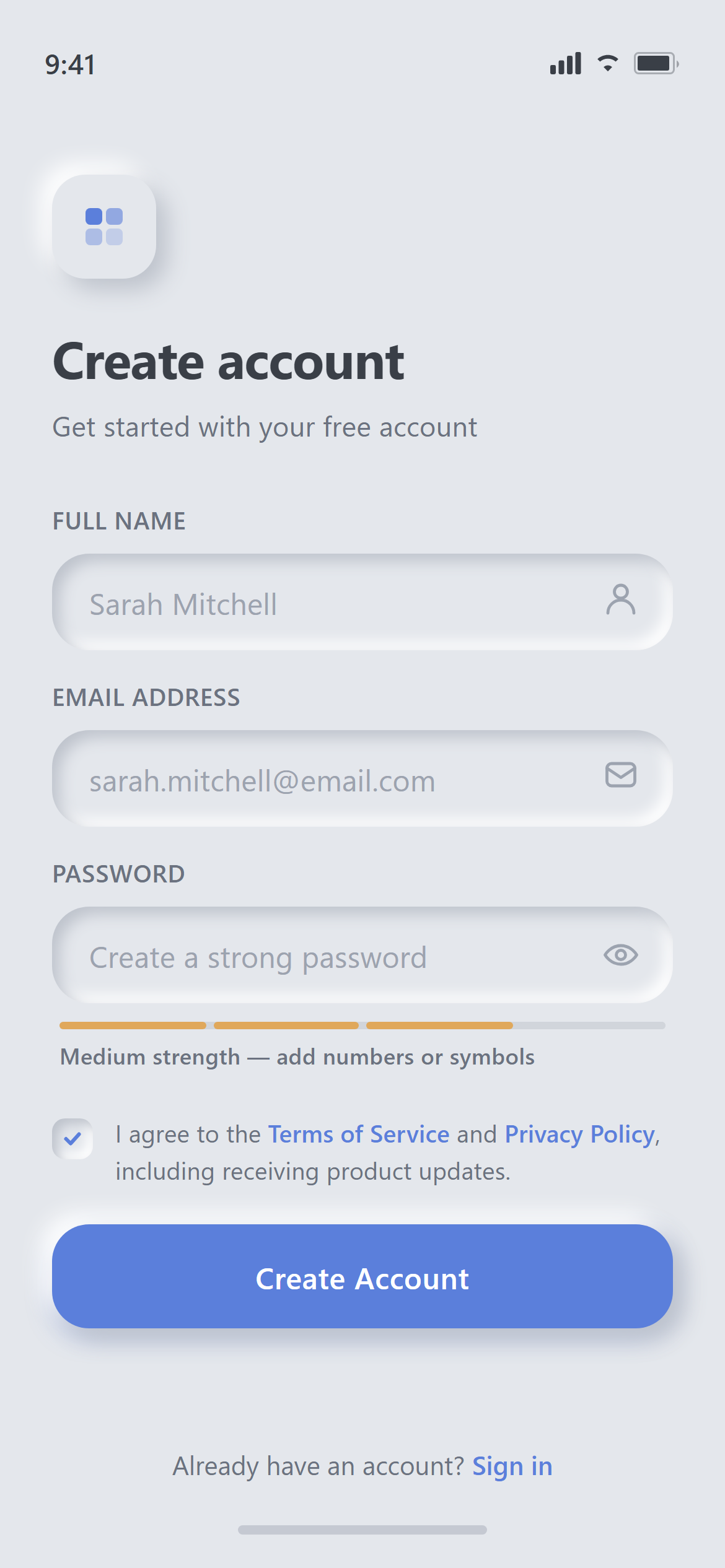 Neumorphism Sign Up