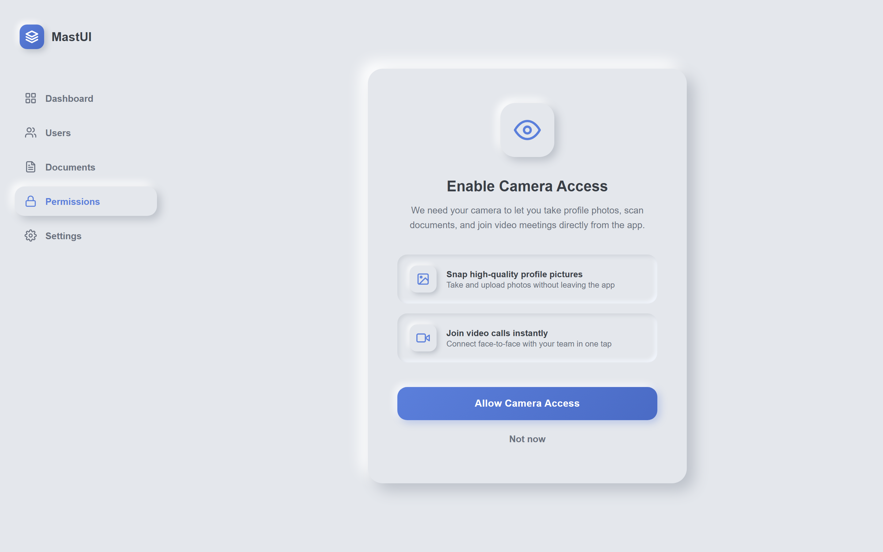 Neumorphism Permissions