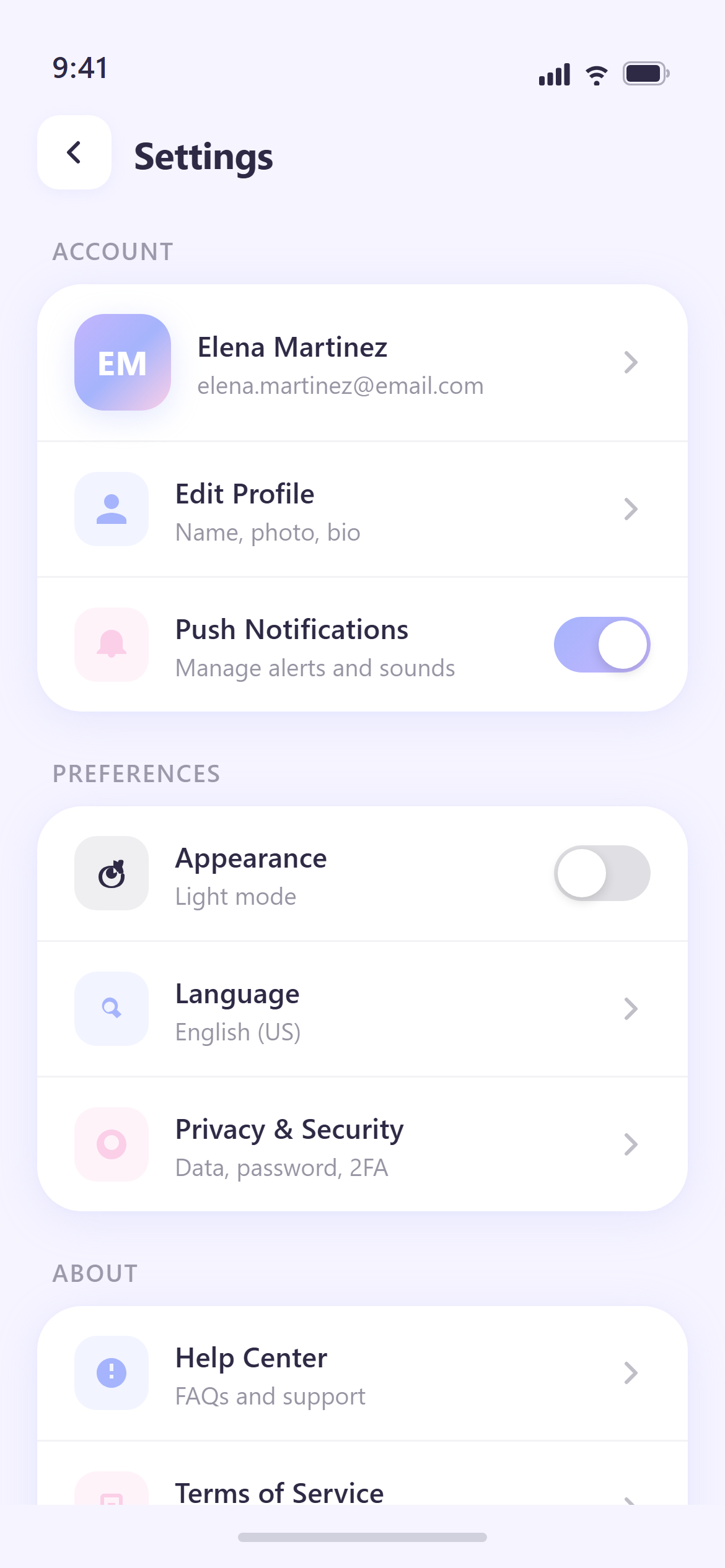 Soft Pastel Settings