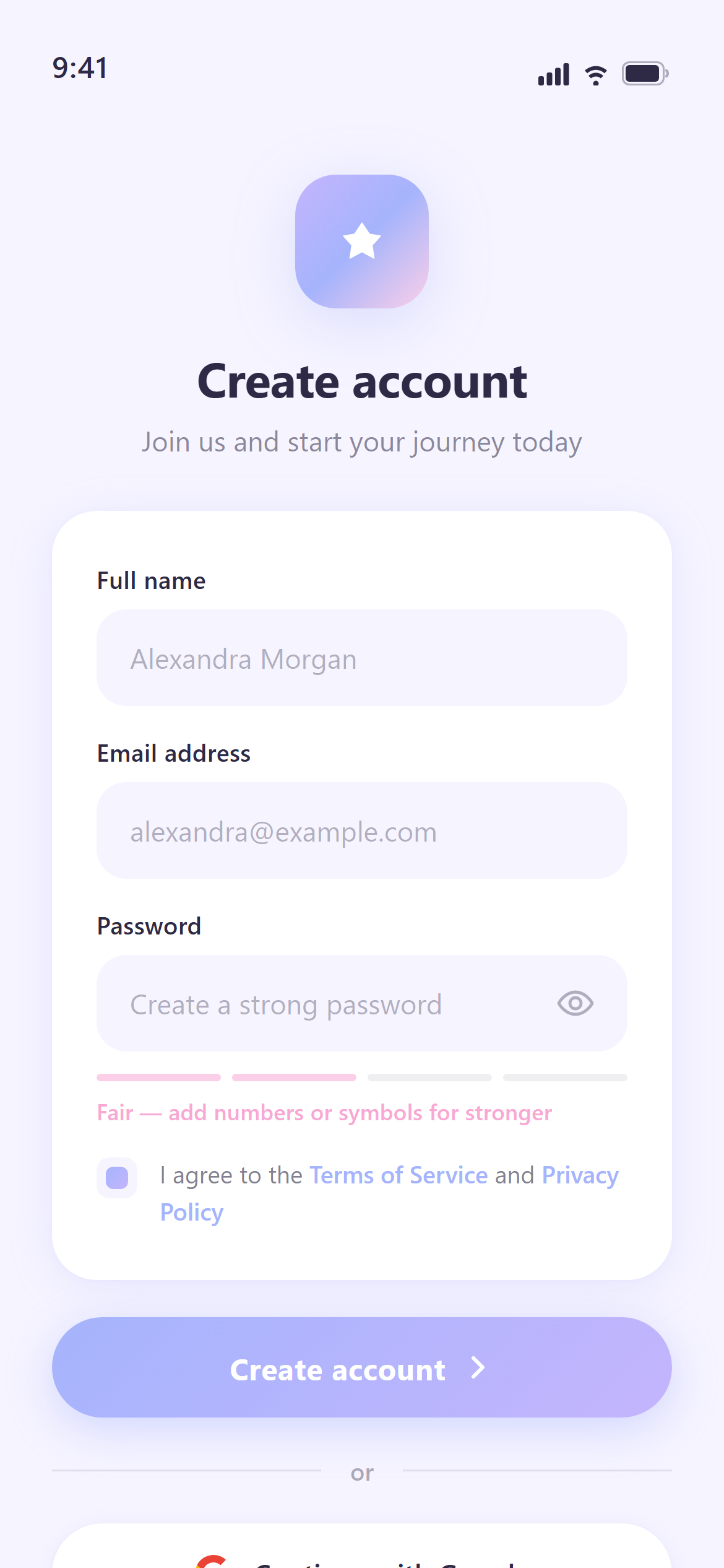 Soft Pastel Sign Up