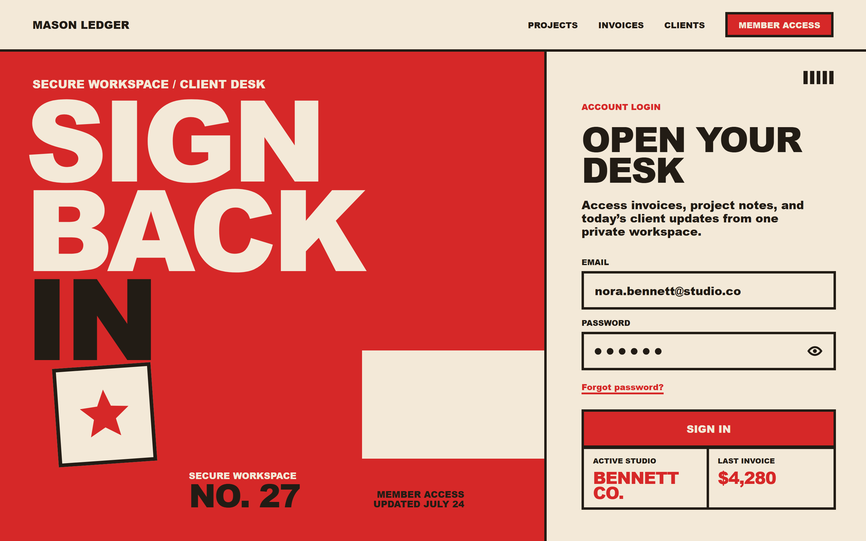 Bold Poster Login