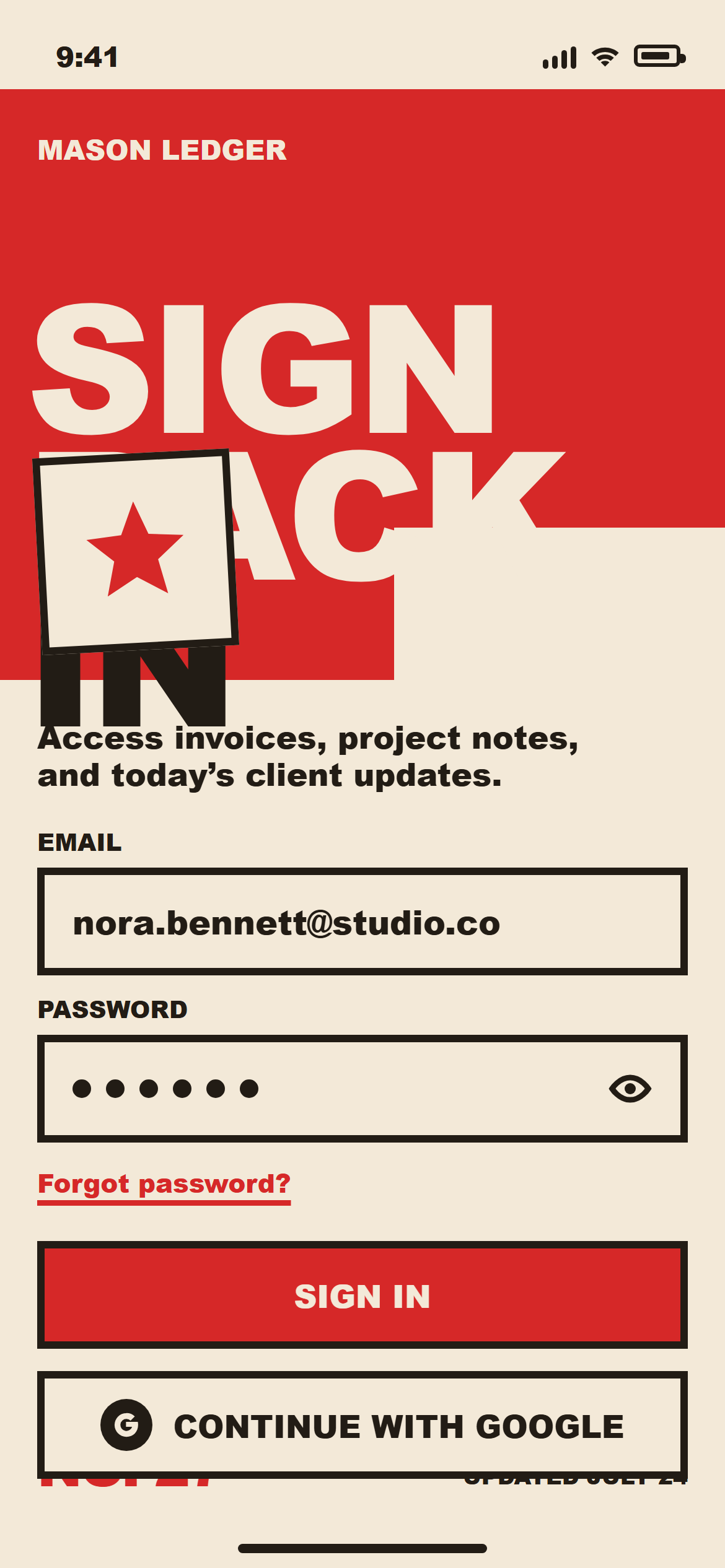 Bold Poster Login