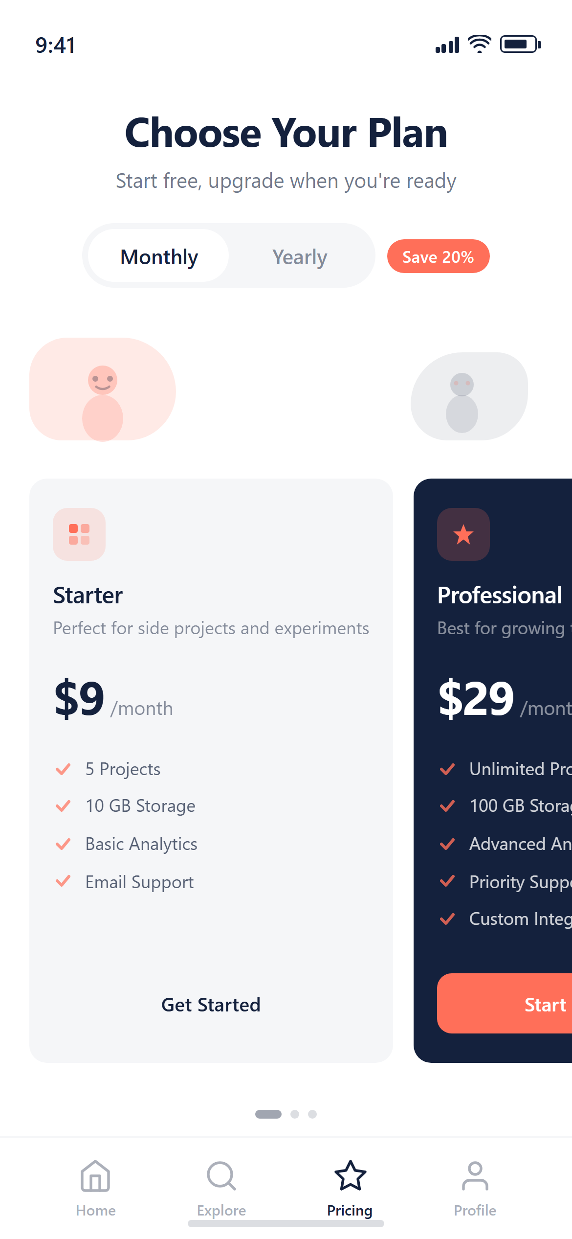 Flat Design 2.0 Plans with Billing Toggle