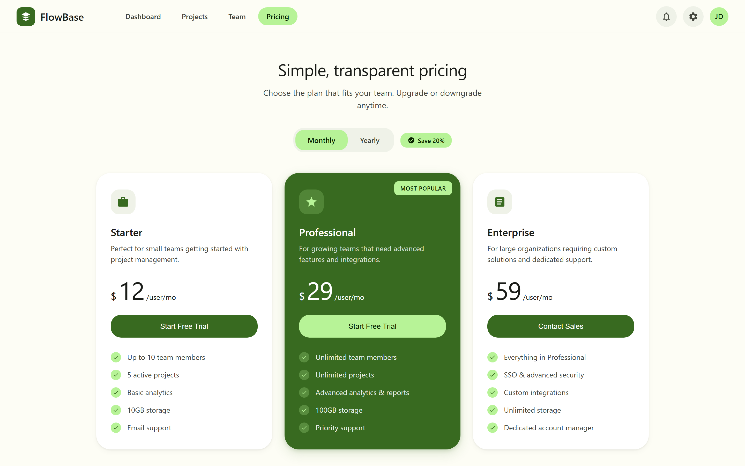 Material You Plans with Billing Toggle