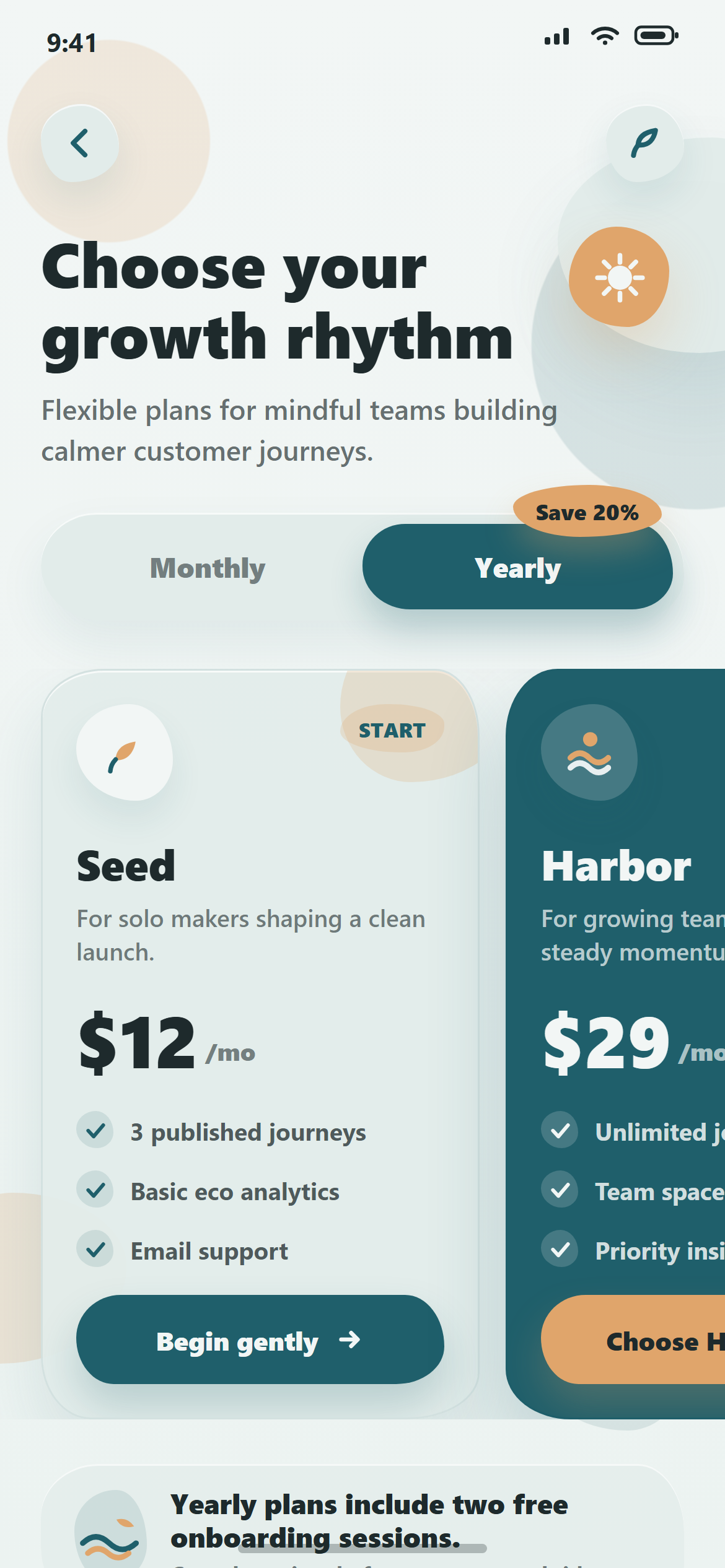 Organic Nature Plans with Billing Toggle
