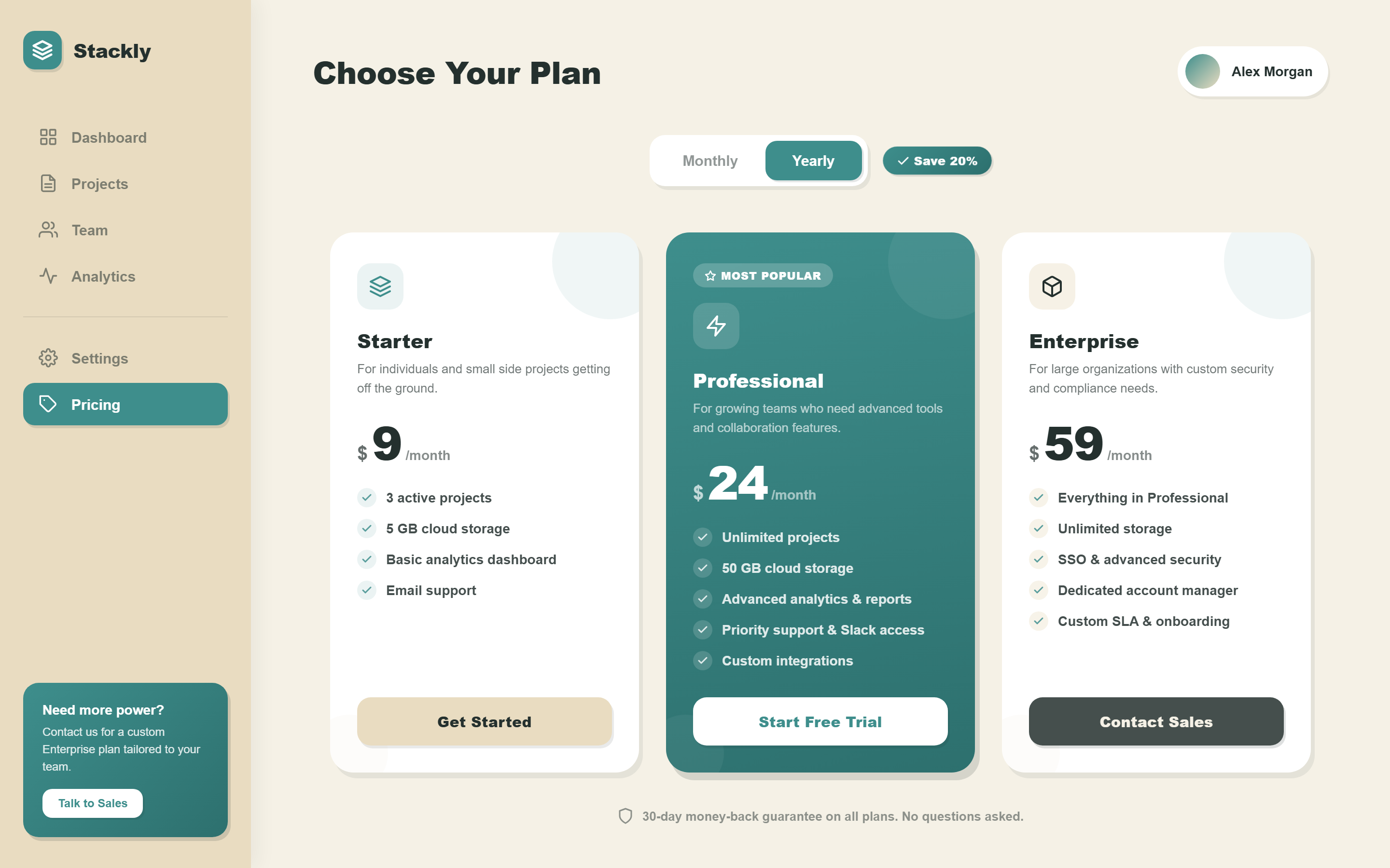 Paper Cut Plans with Billing Toggle