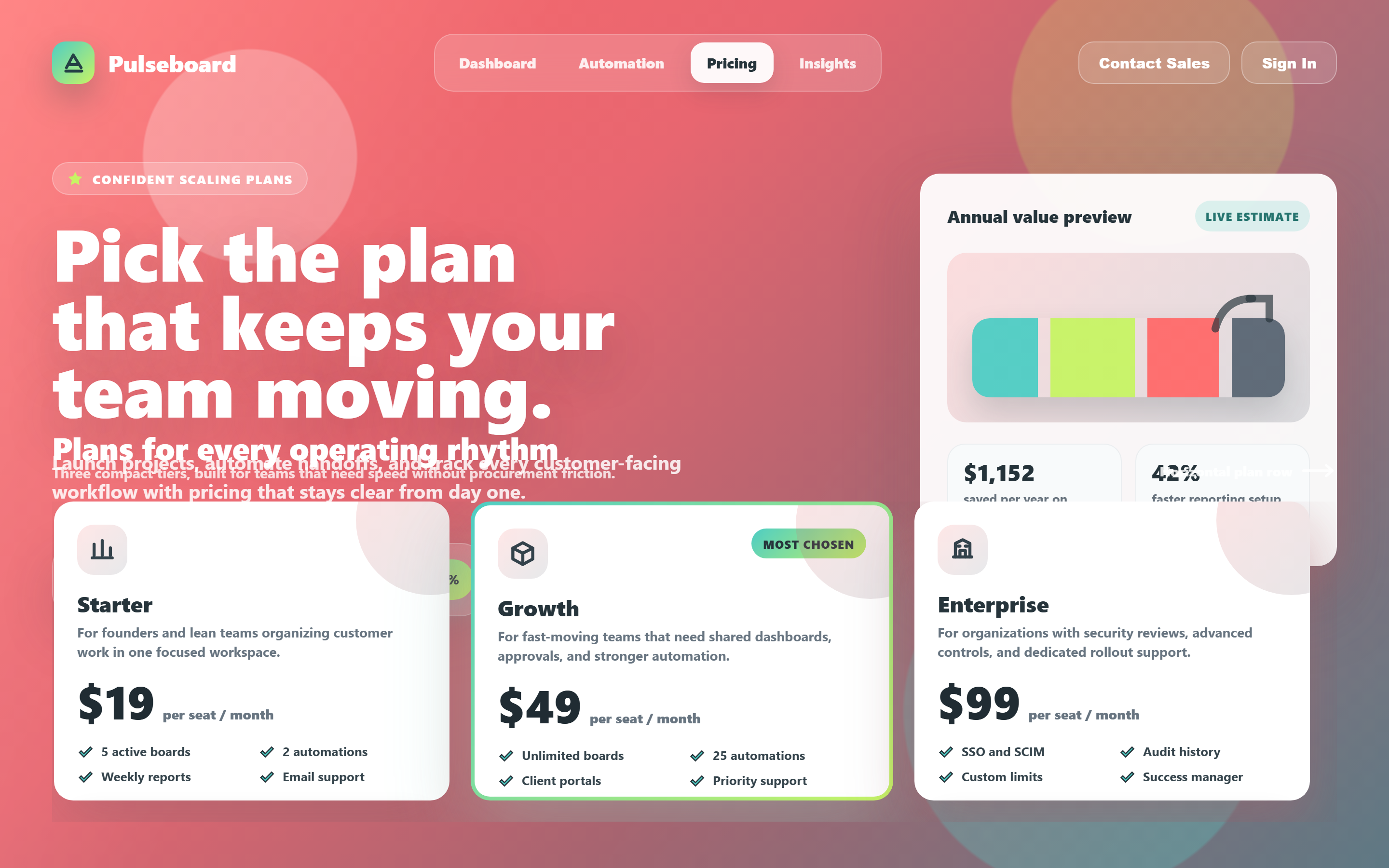 Vibrant Gradient Plans with Billing Toggle