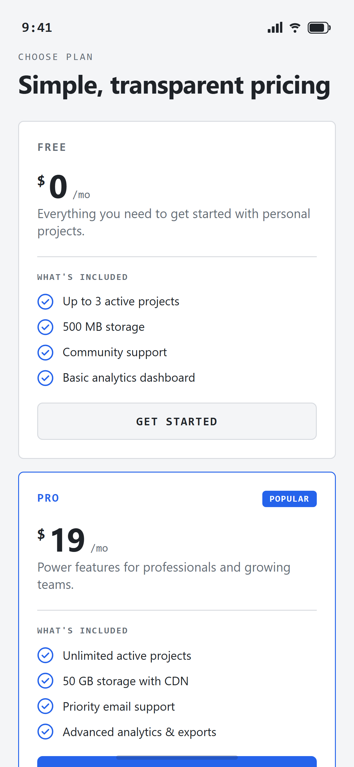 Technical Mono Simple Pricing