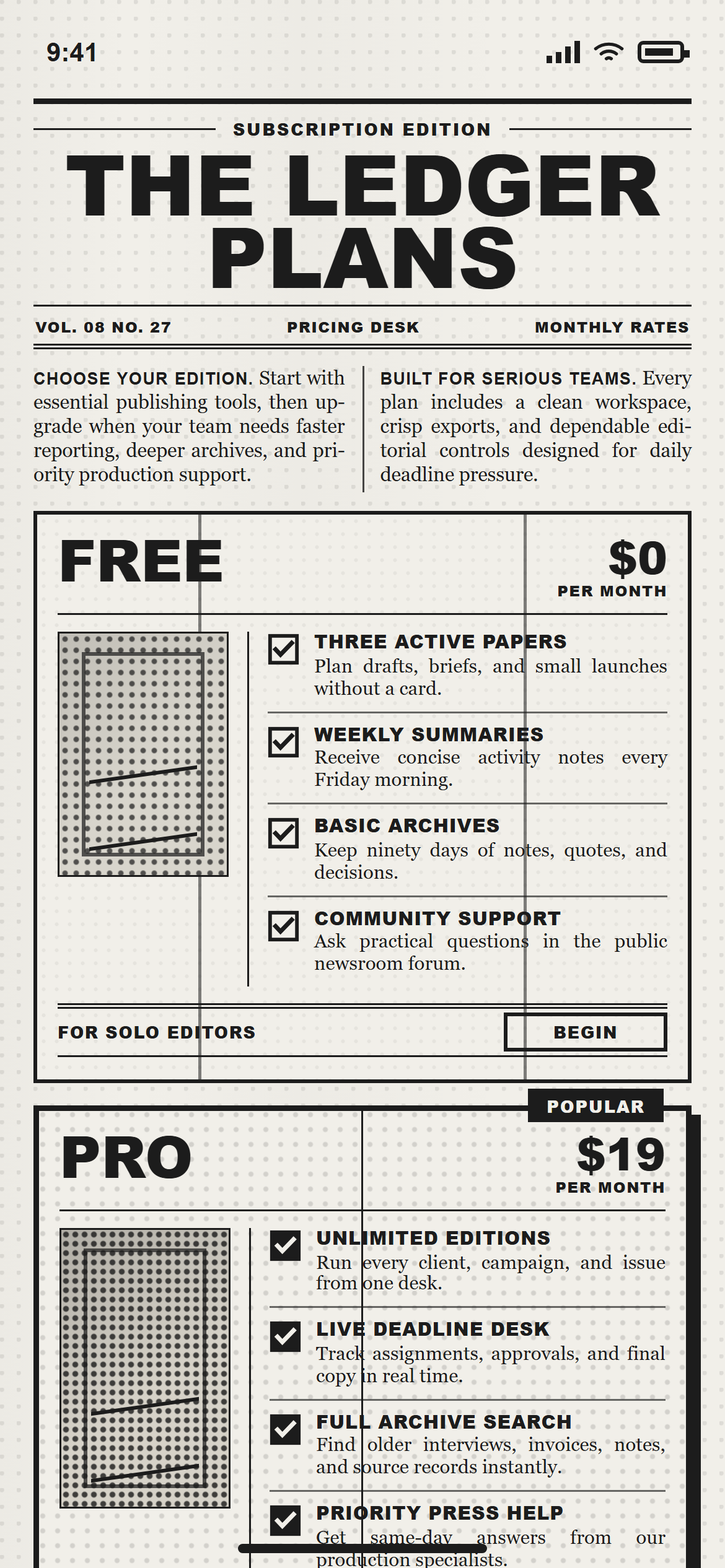 Print Newspaper Simple Pricing
