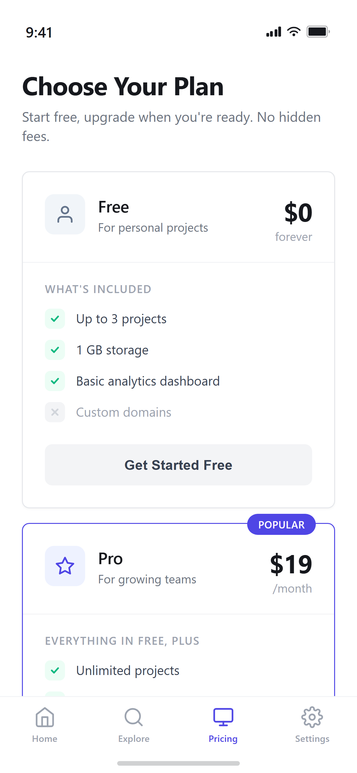 SaaS Clean Simple Pricing