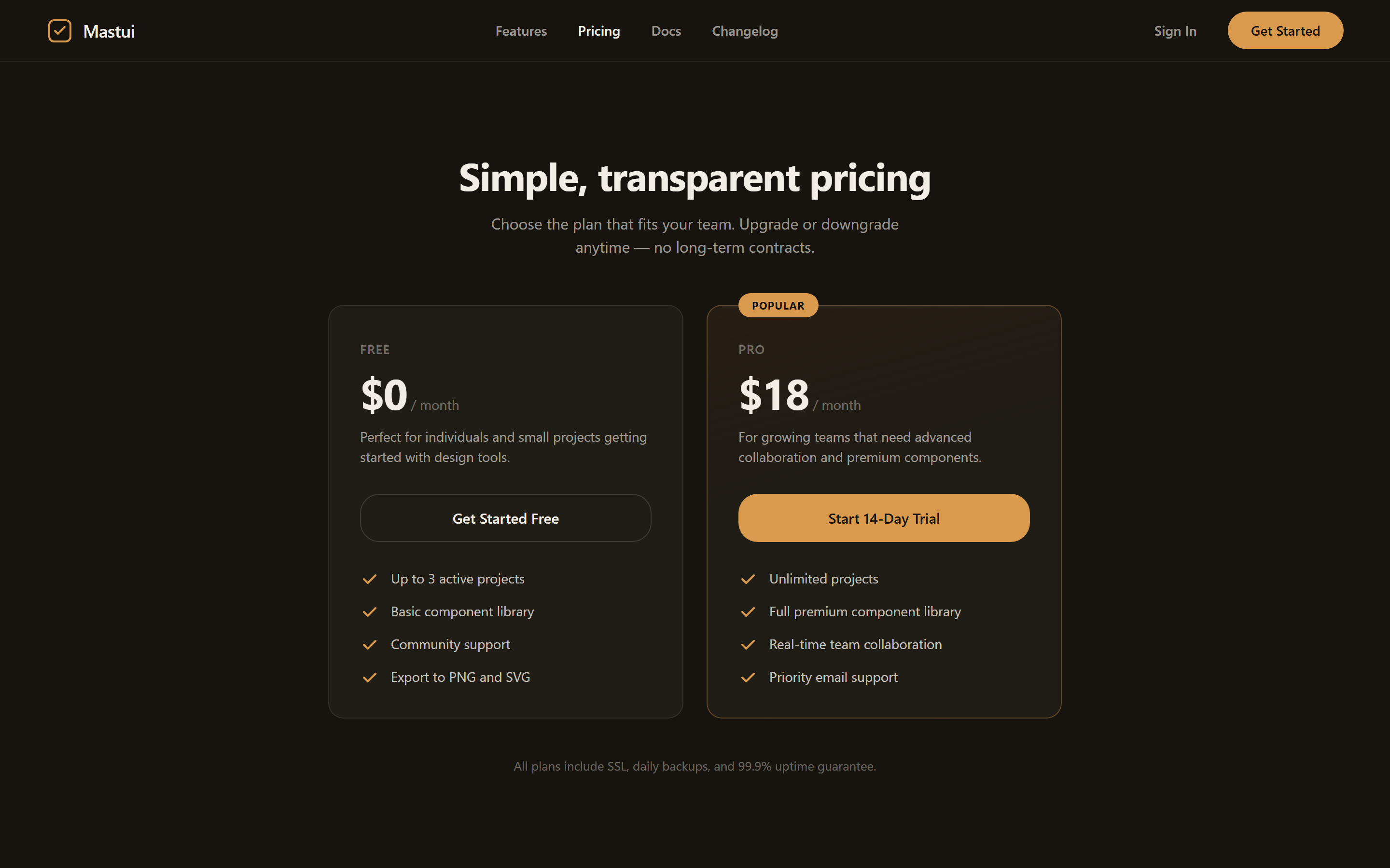 Soft Dark Simple Pricing