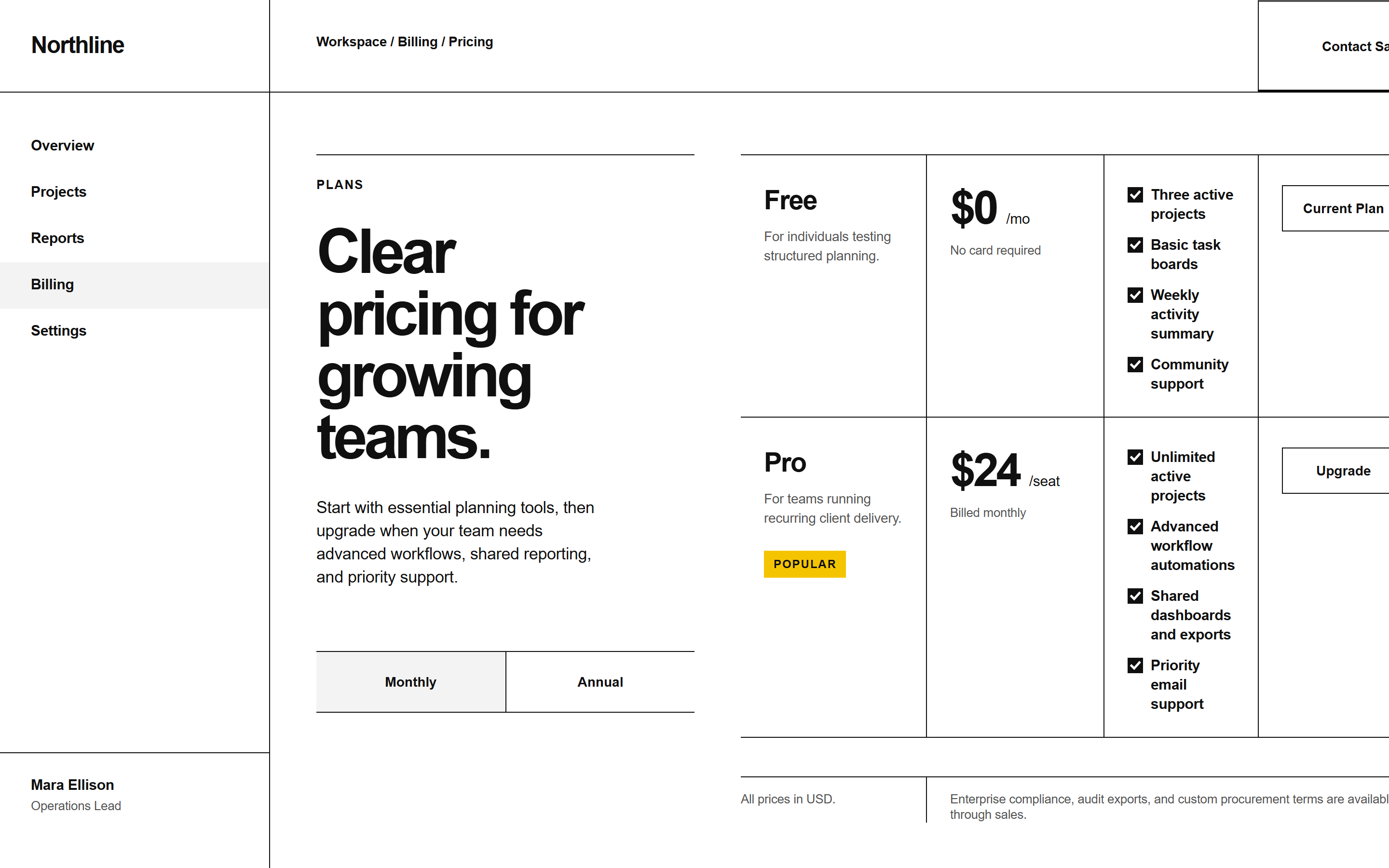 Swiss International Simple Pricing
