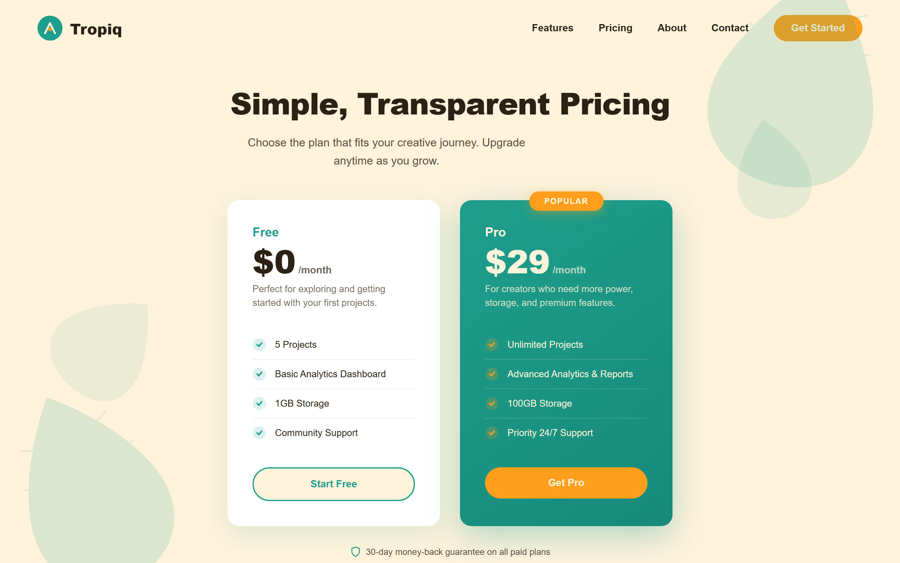 Tropical Vibrant Simple Pricing