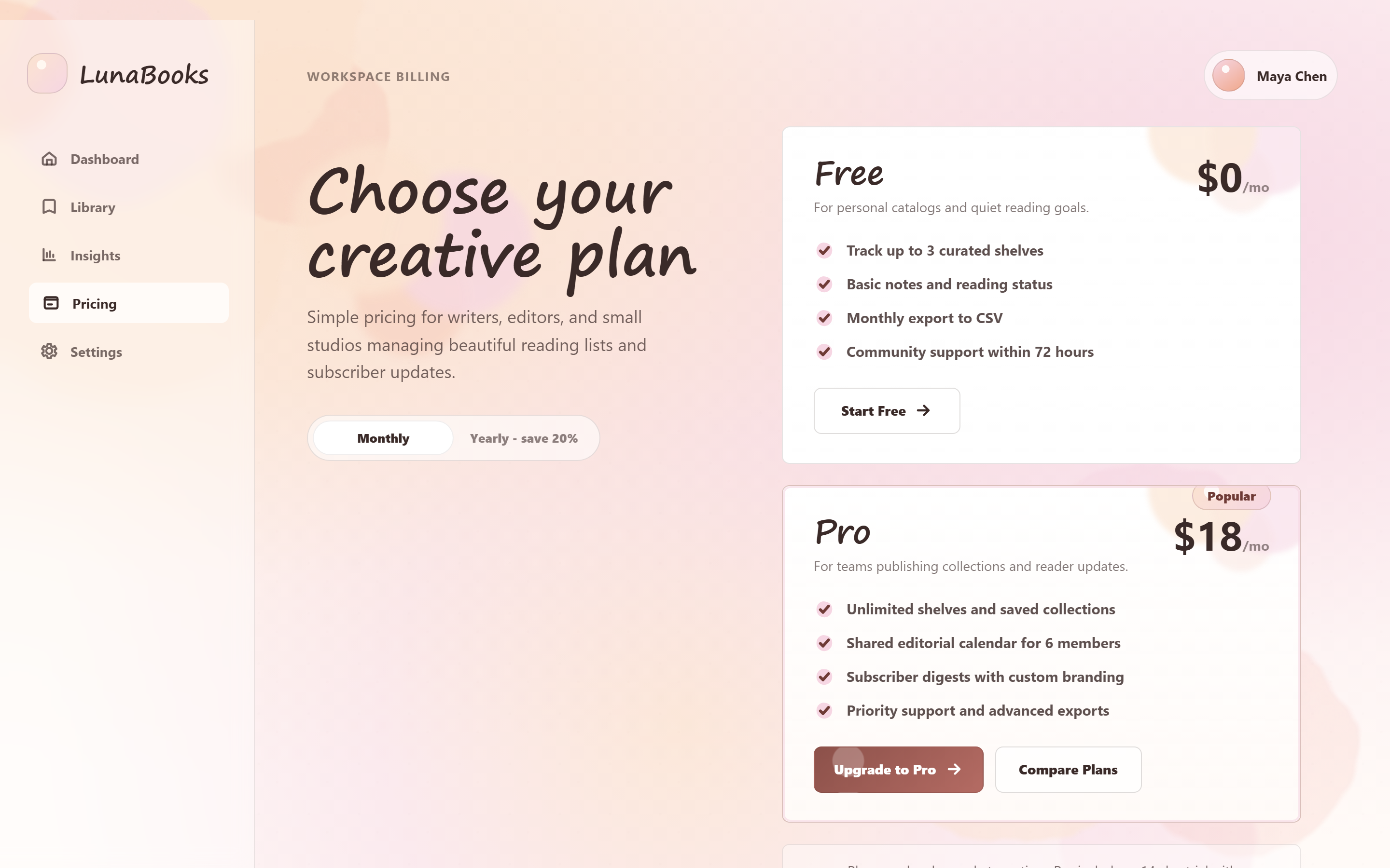 Watercolor Simple Pricing
