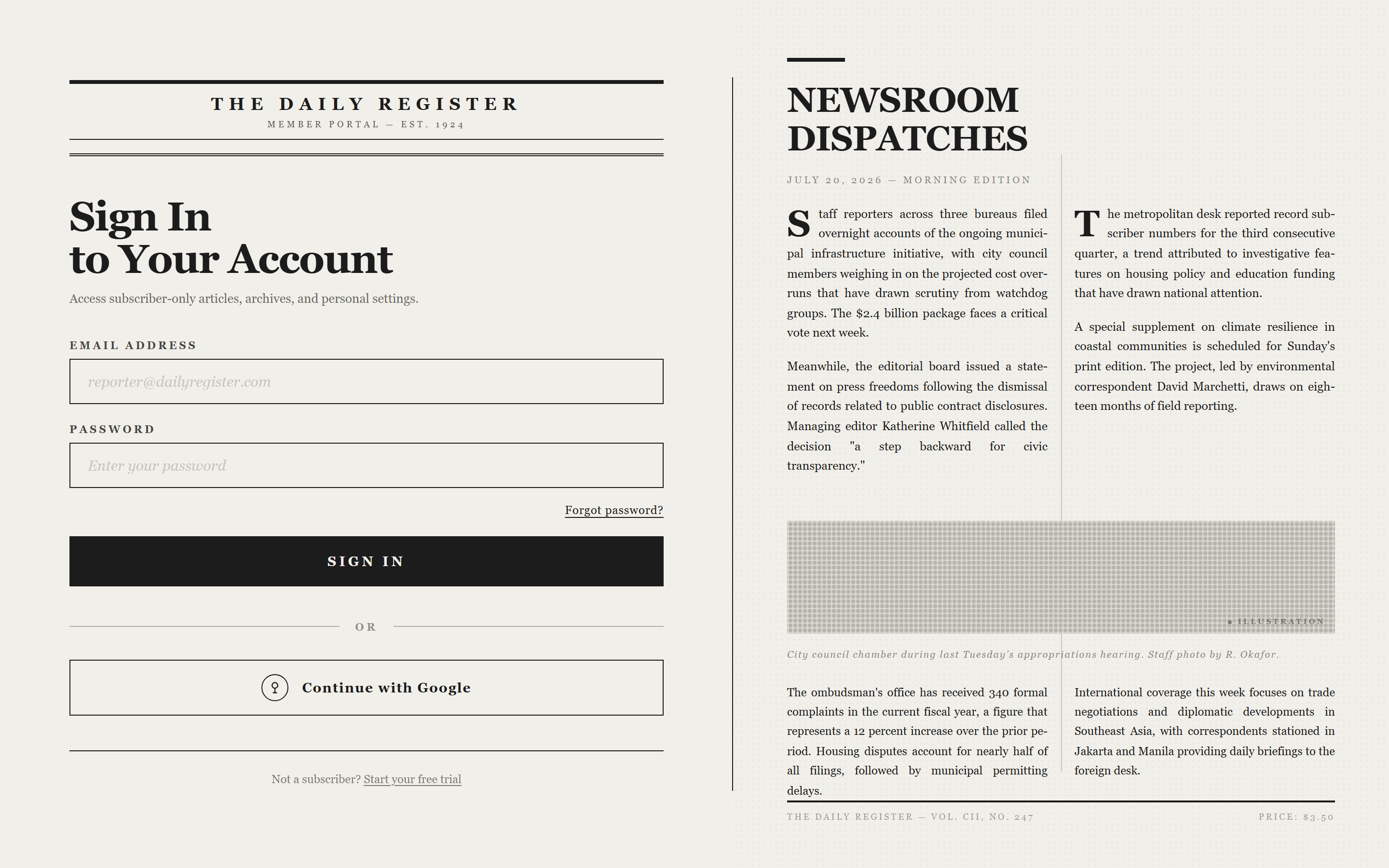 Print Newspaper Login