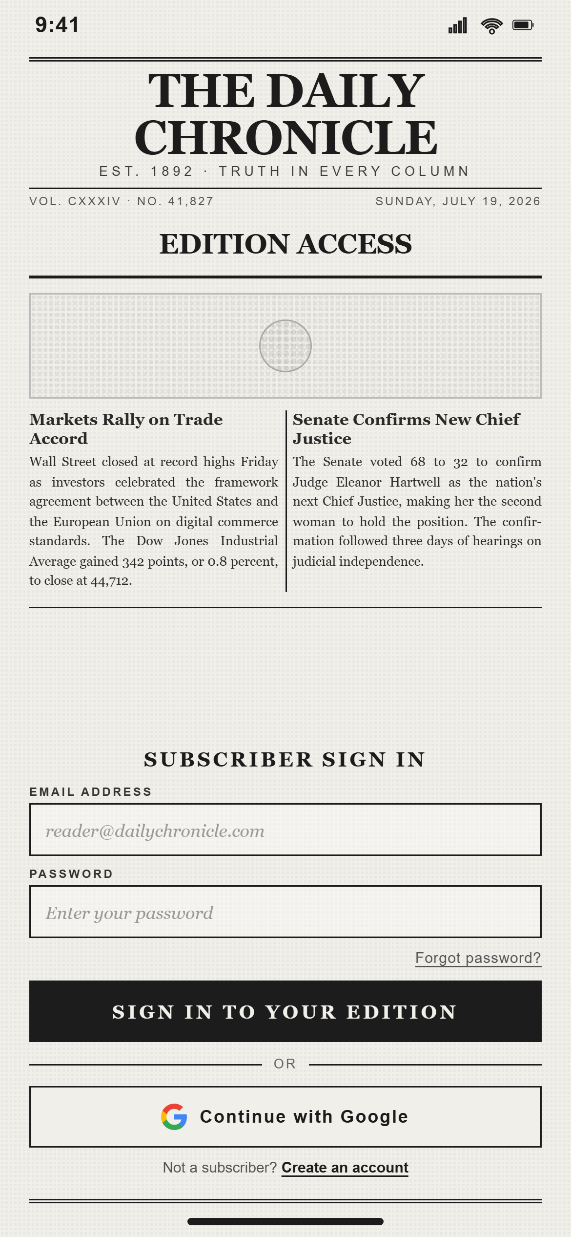 Print Newspaper Login