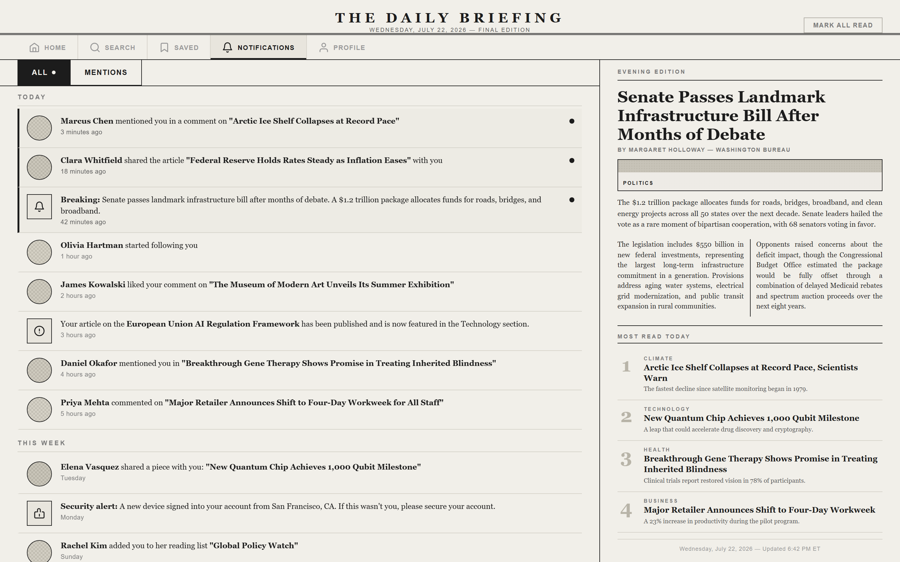 Print Newspaper Notifications