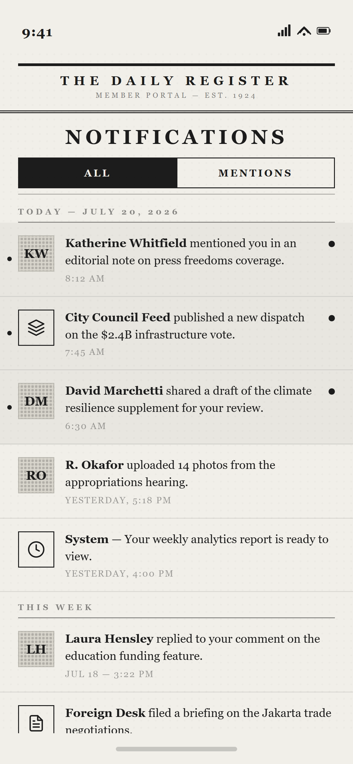 Print Newspaper Notifications