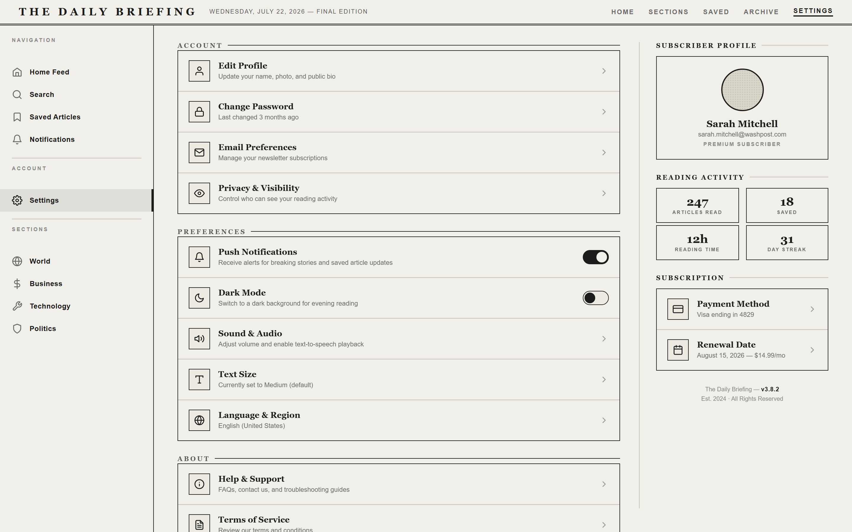 Print Newspaper Settings