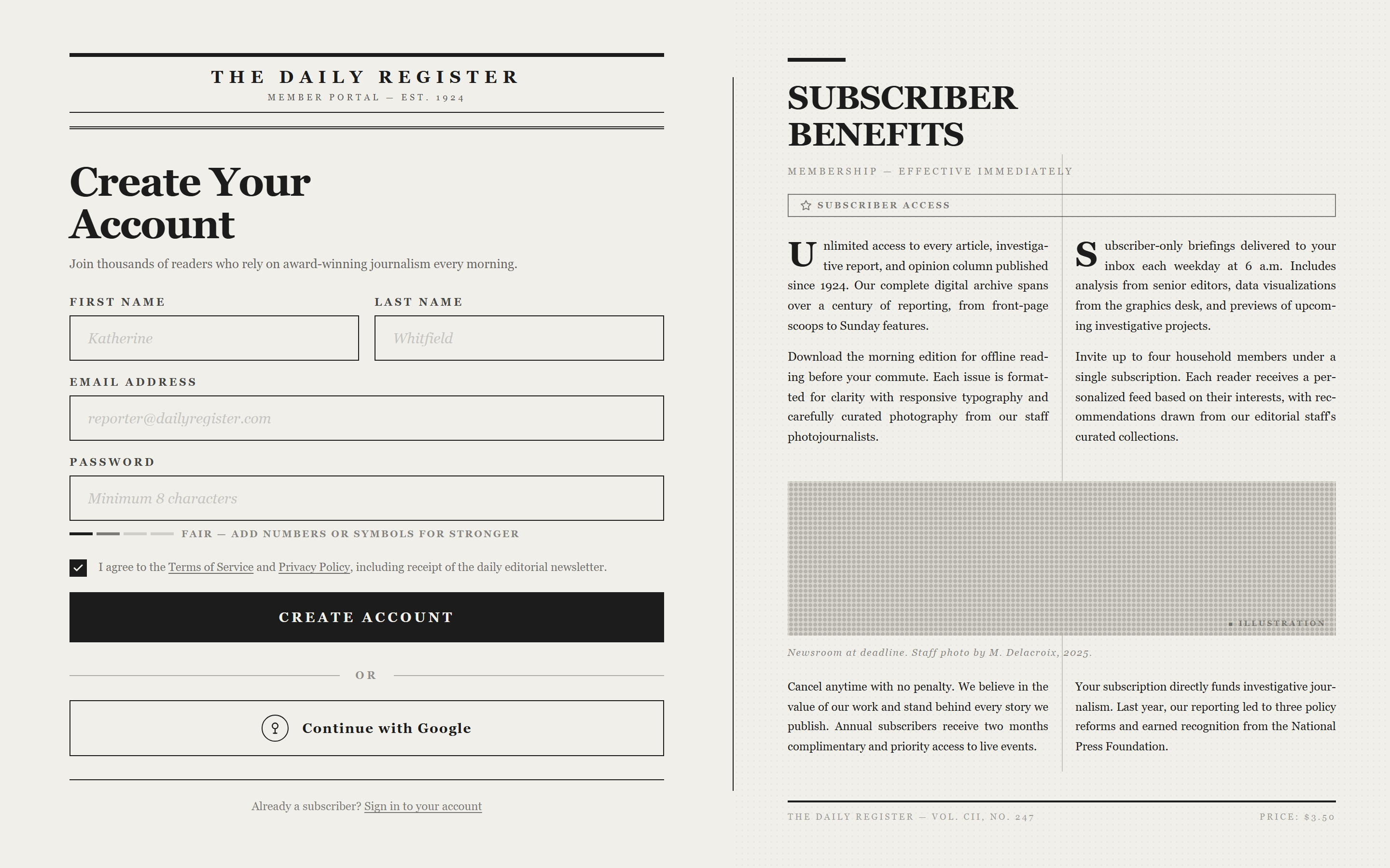 Print Newspaper Sign Up