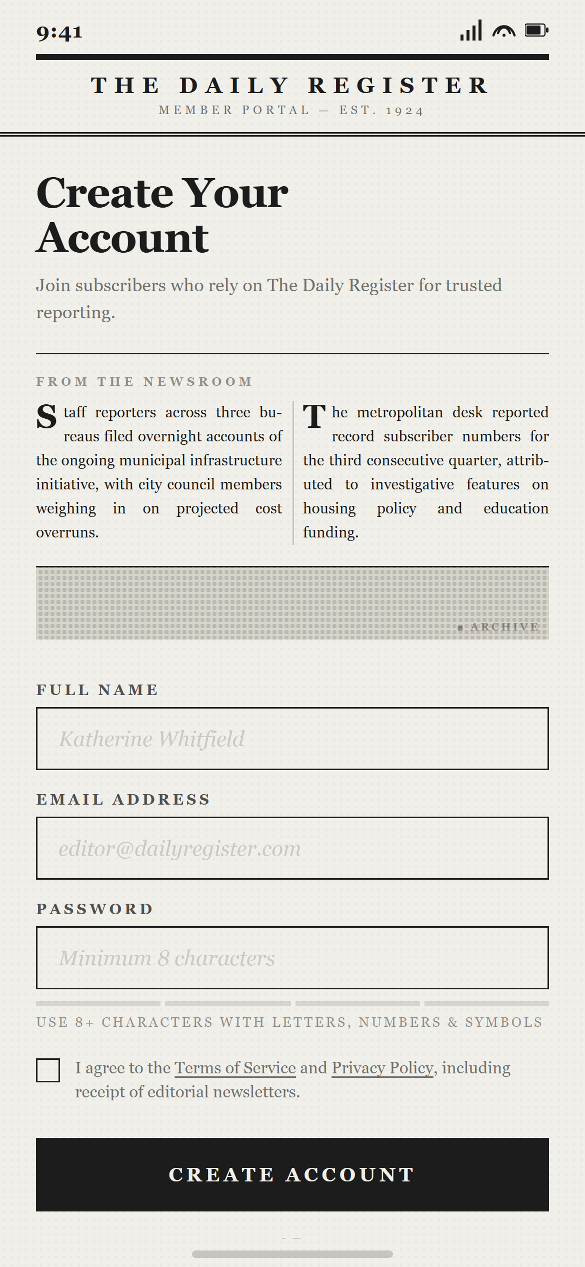 Print Newspaper Sign Up