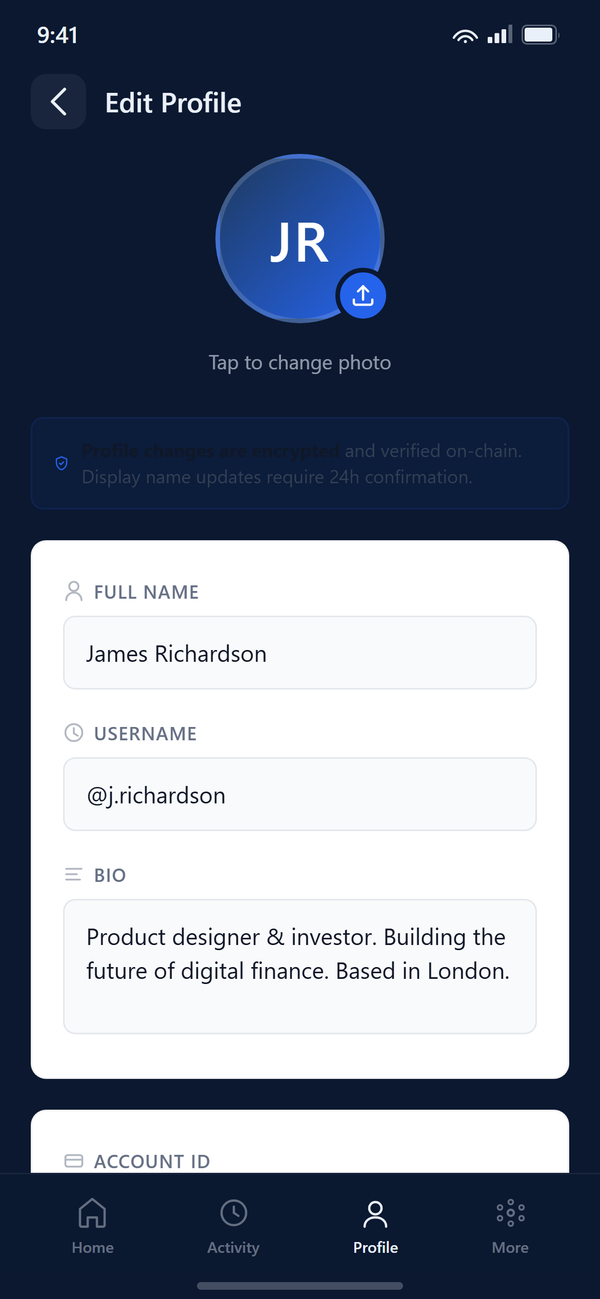 Fintech Trust Edit Profile