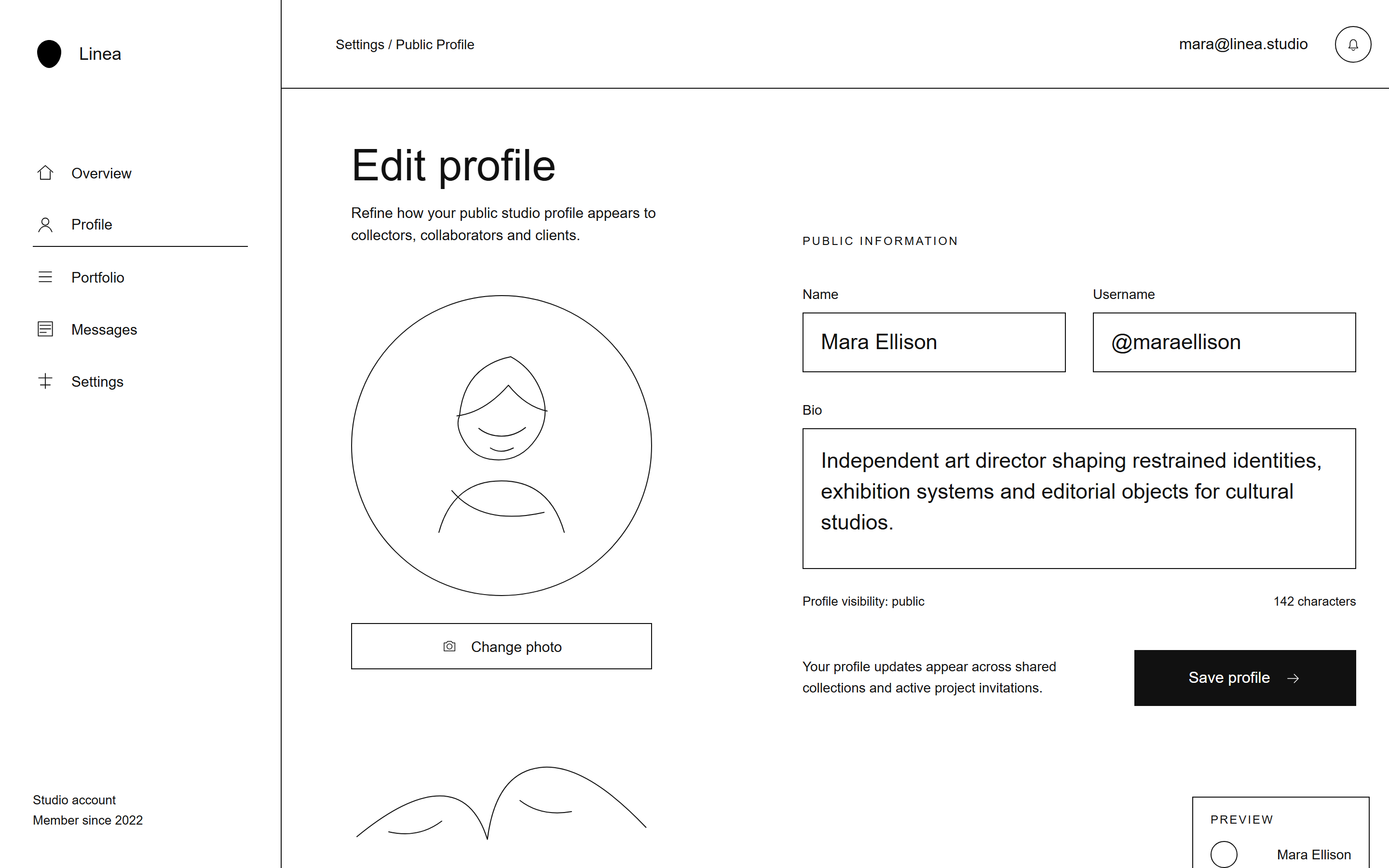 Minimal Line Art Edit Profile