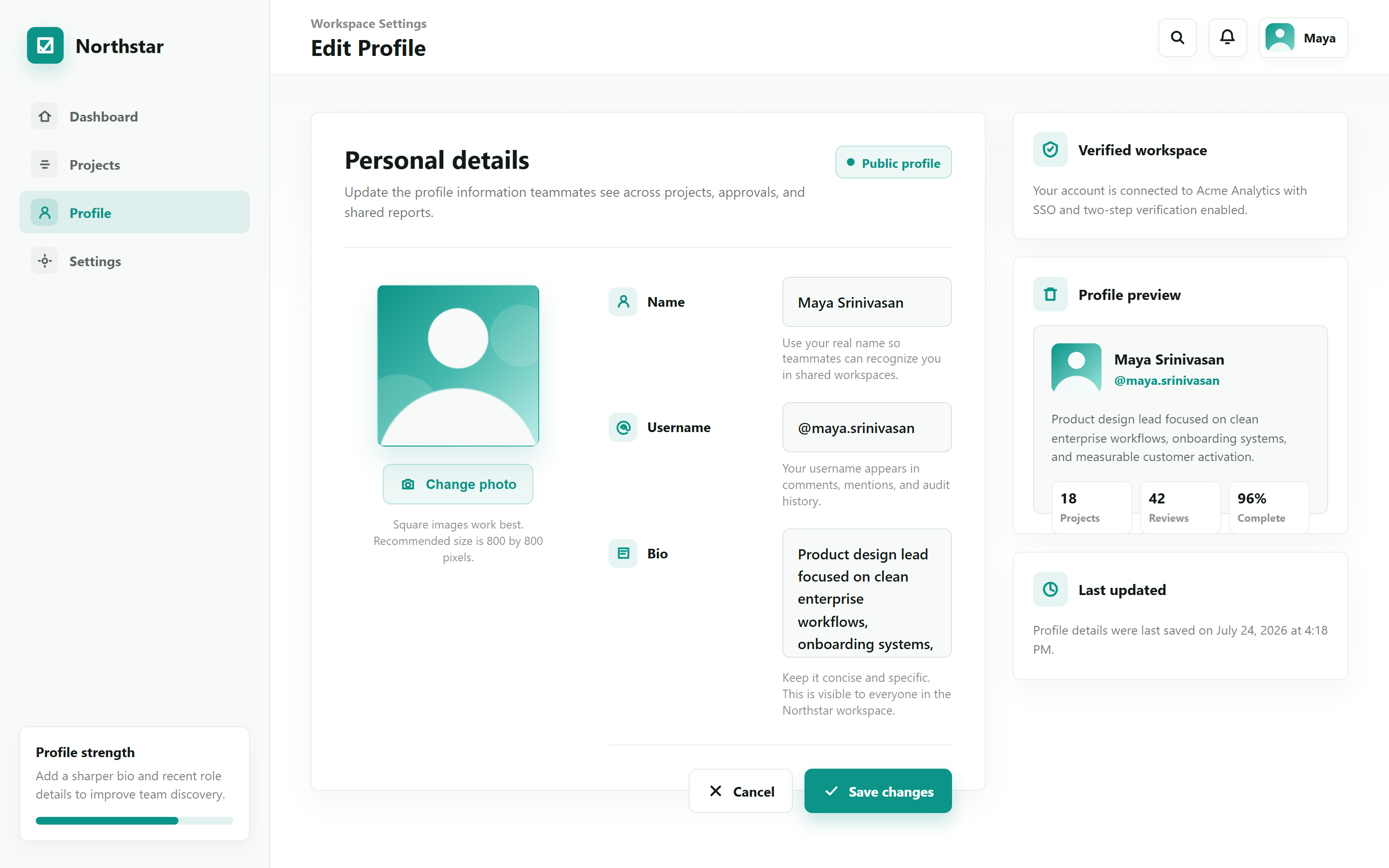 SaaS Clean Edit Profile