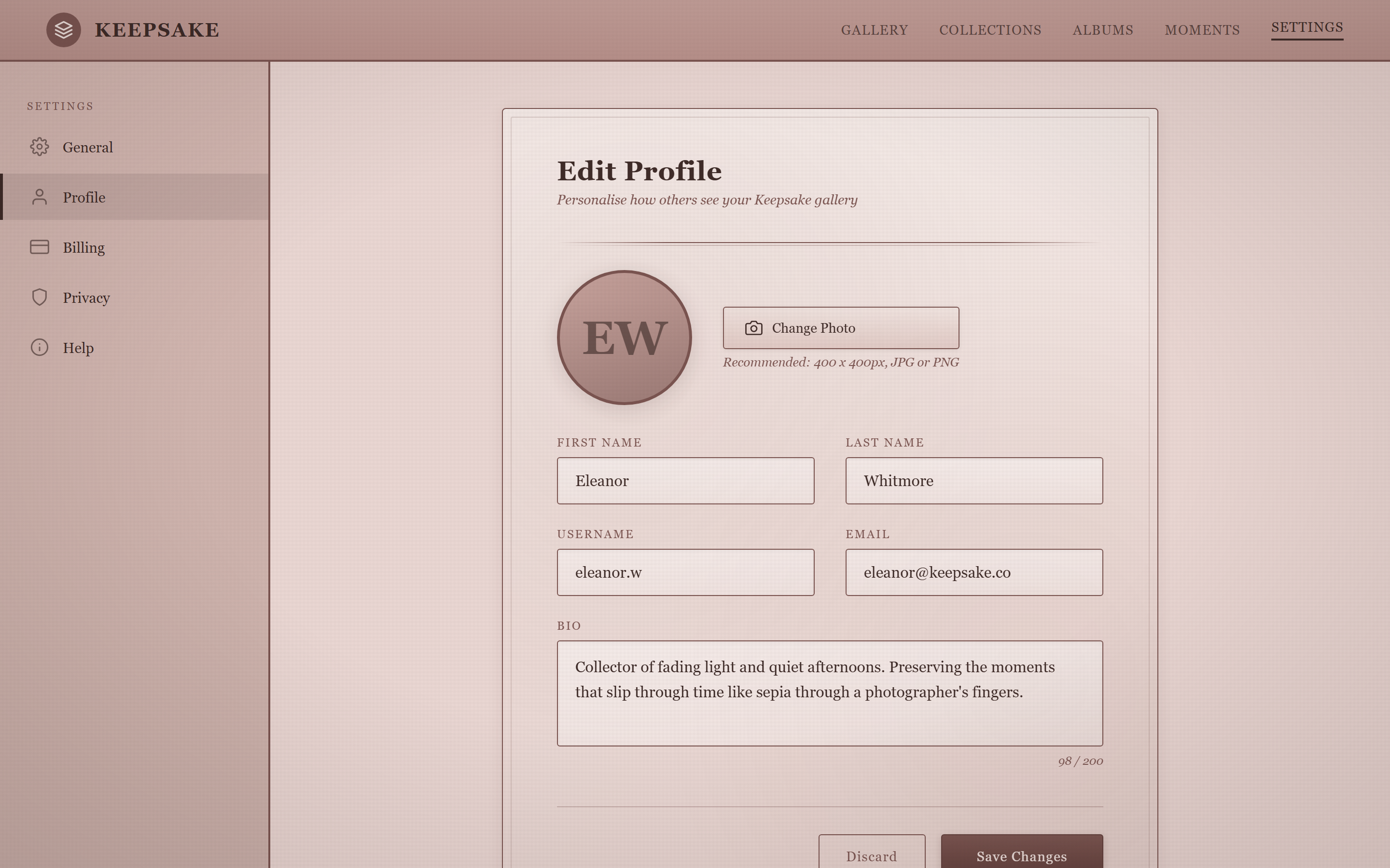 Vintage Sepia Edit Profile