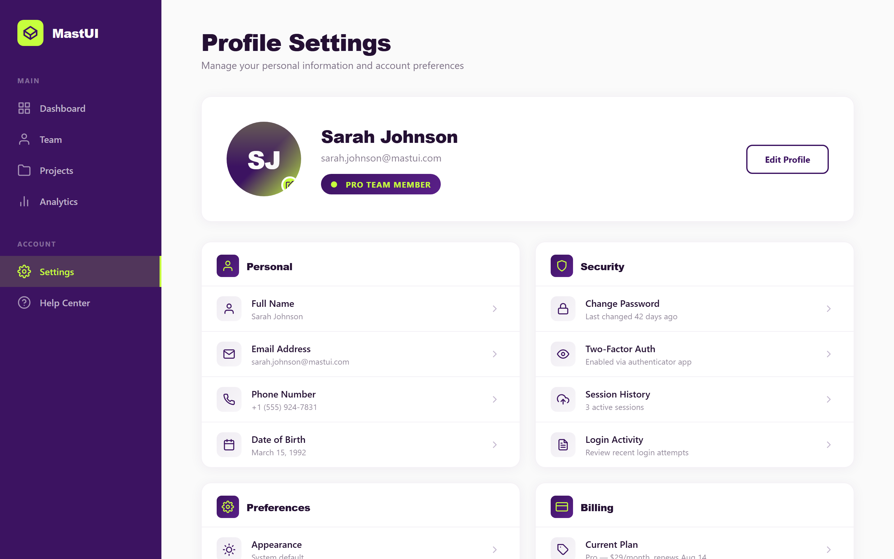 Duotone Profile & Settings