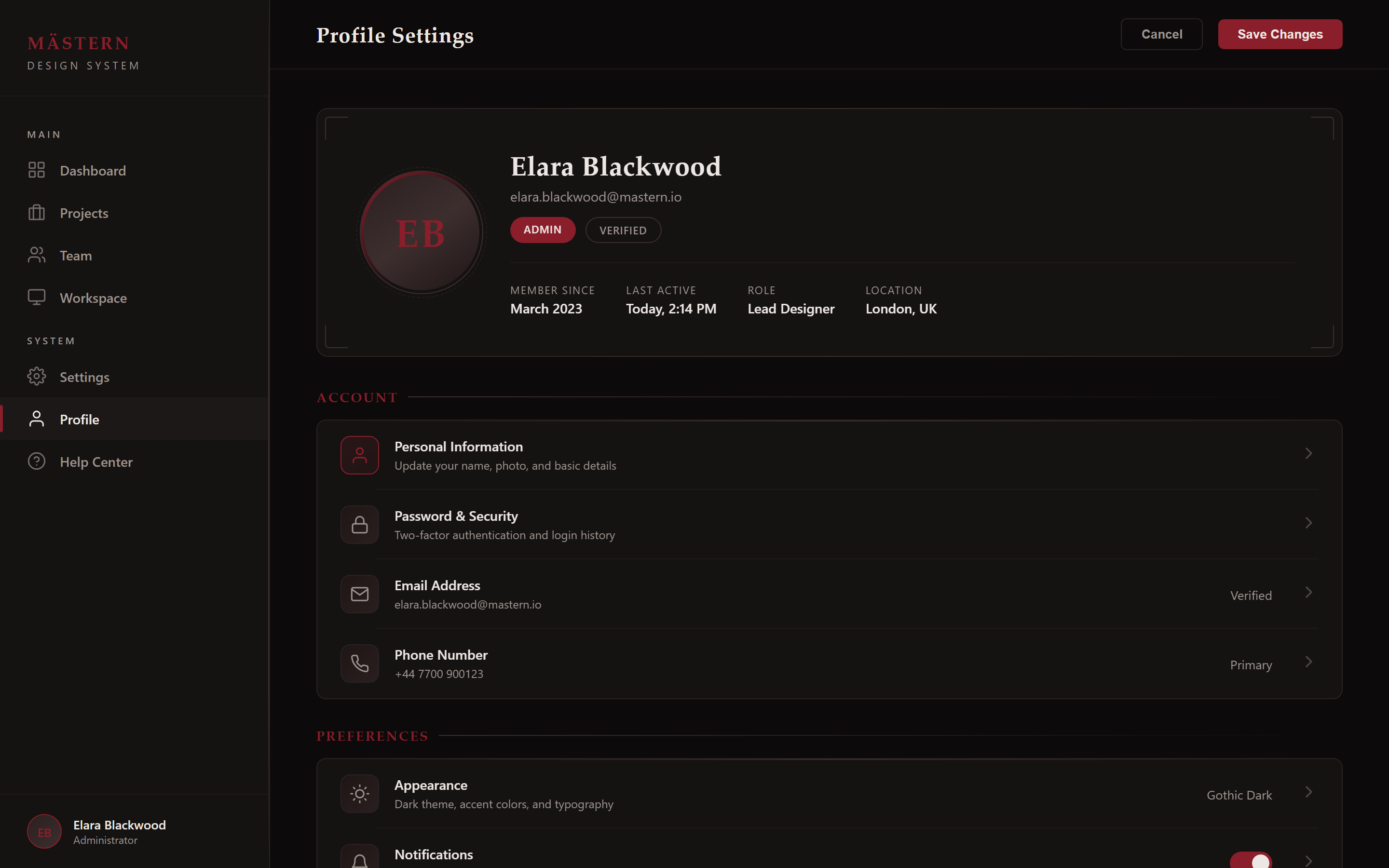 Gothic Dark Profile & Settings