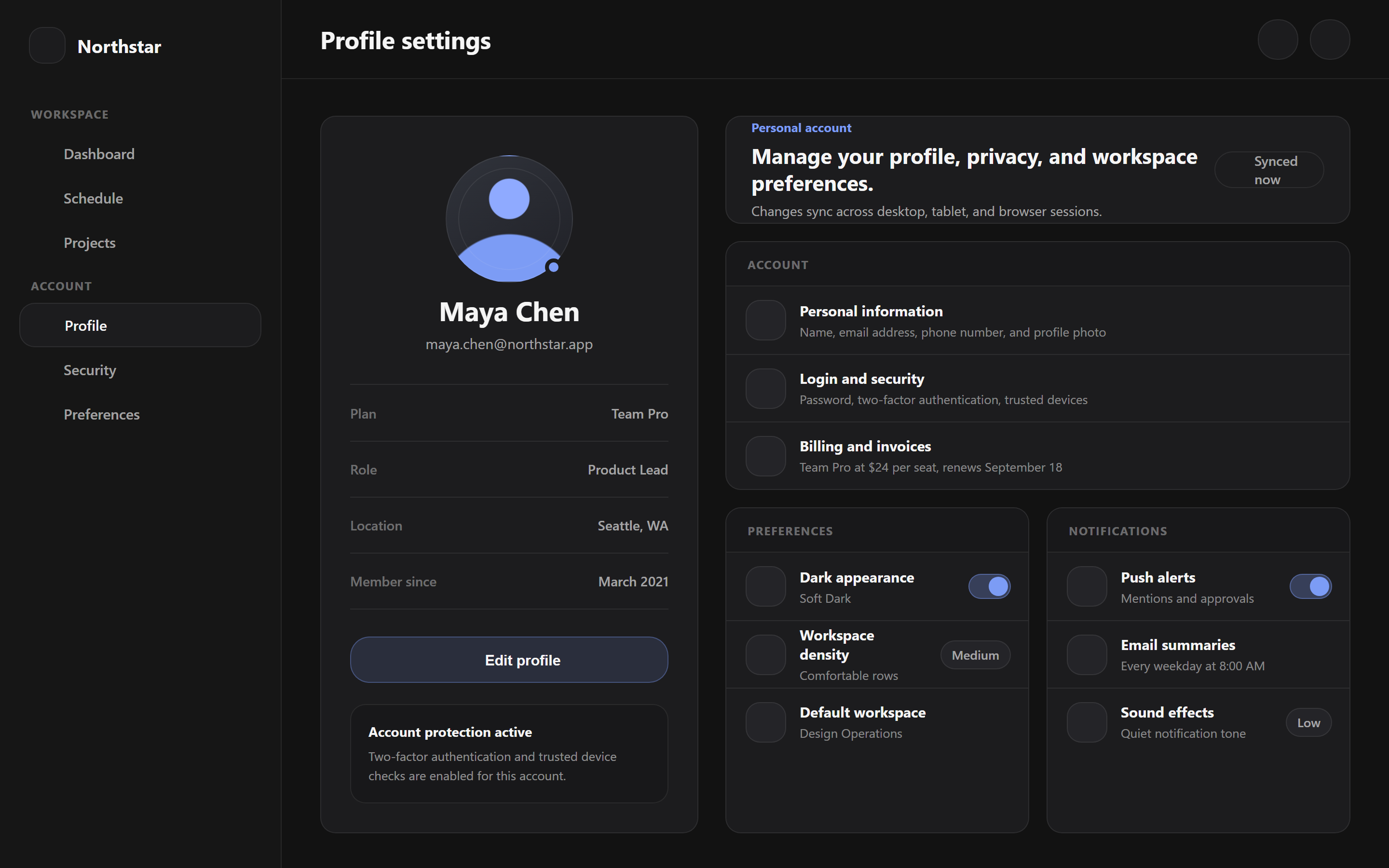 Soft Dark Profile & Settings