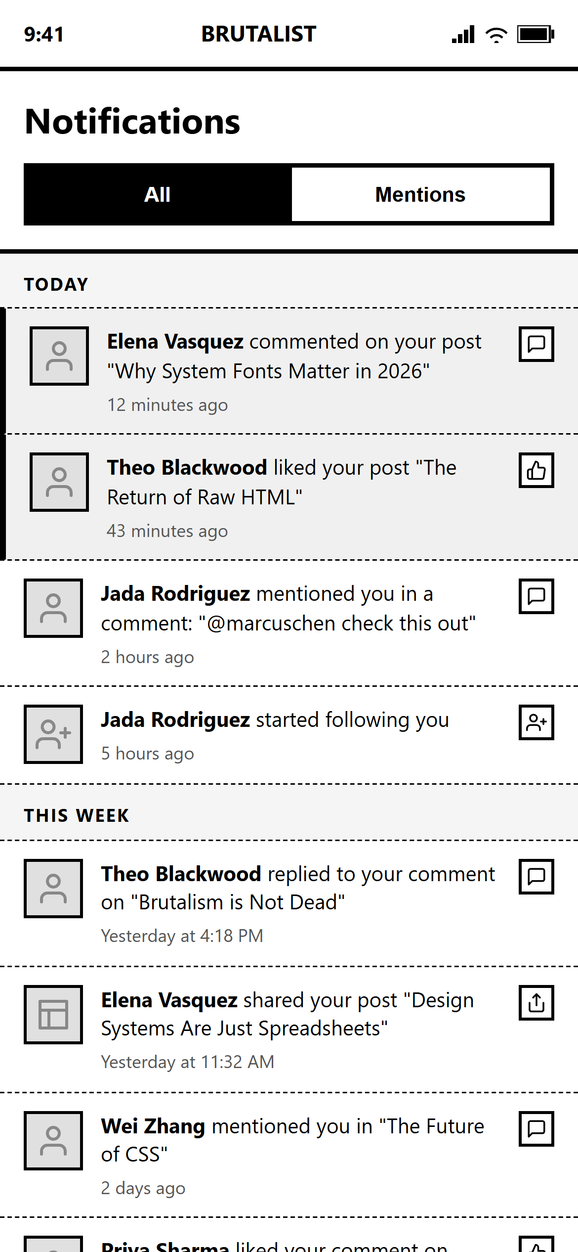 Raw Brutalist Notifications