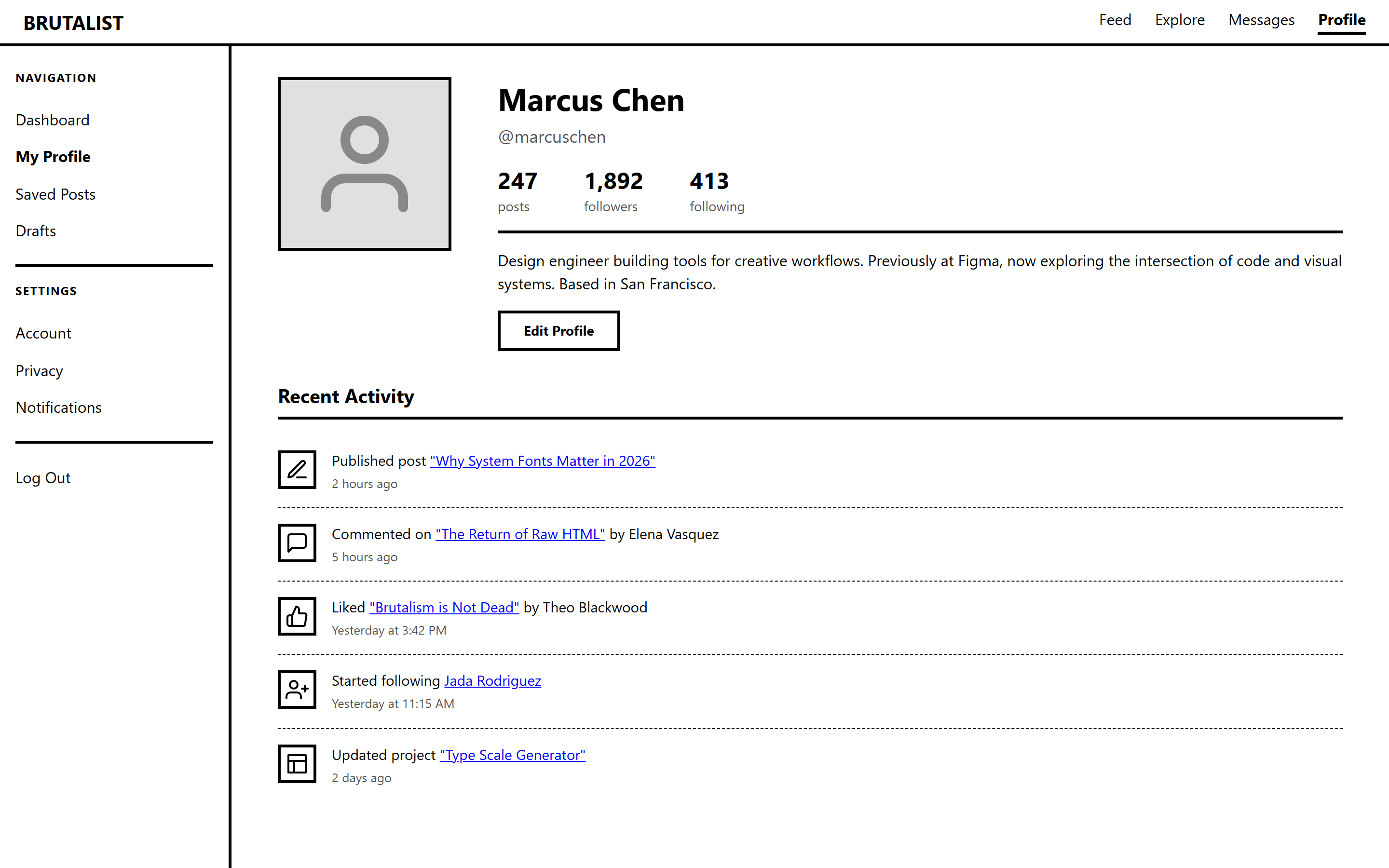 Raw Brutalist Profile