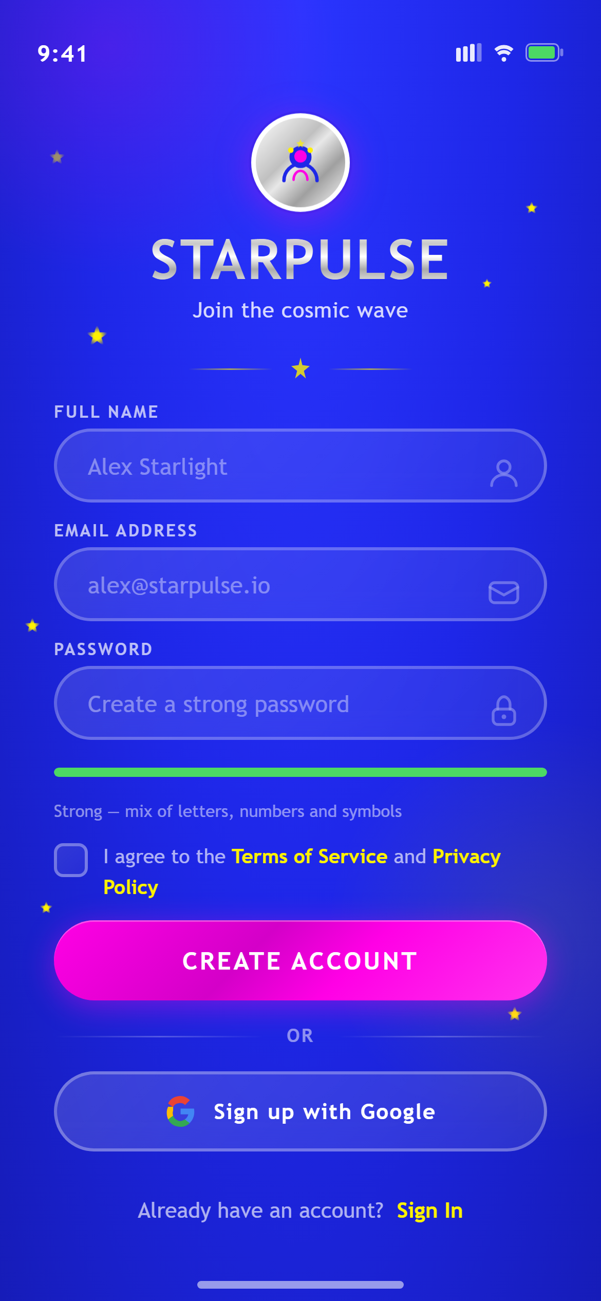 Retro Y2K Sign Up