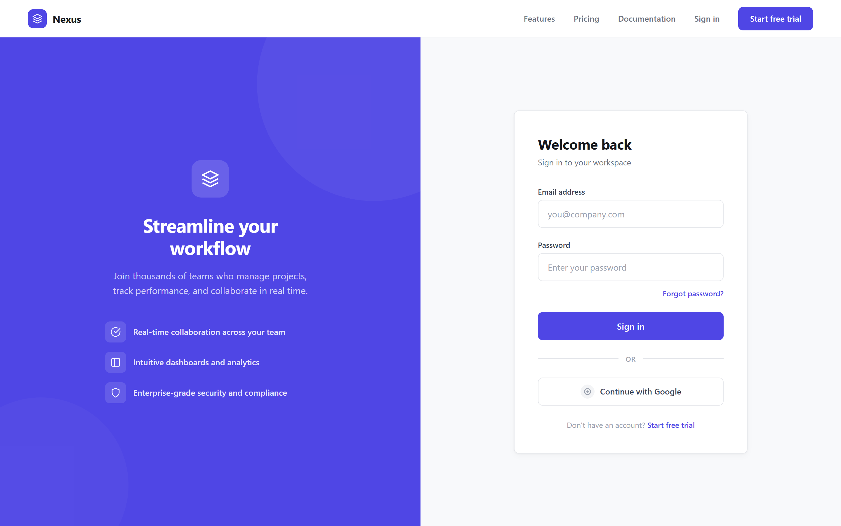 SaaS Clean Login