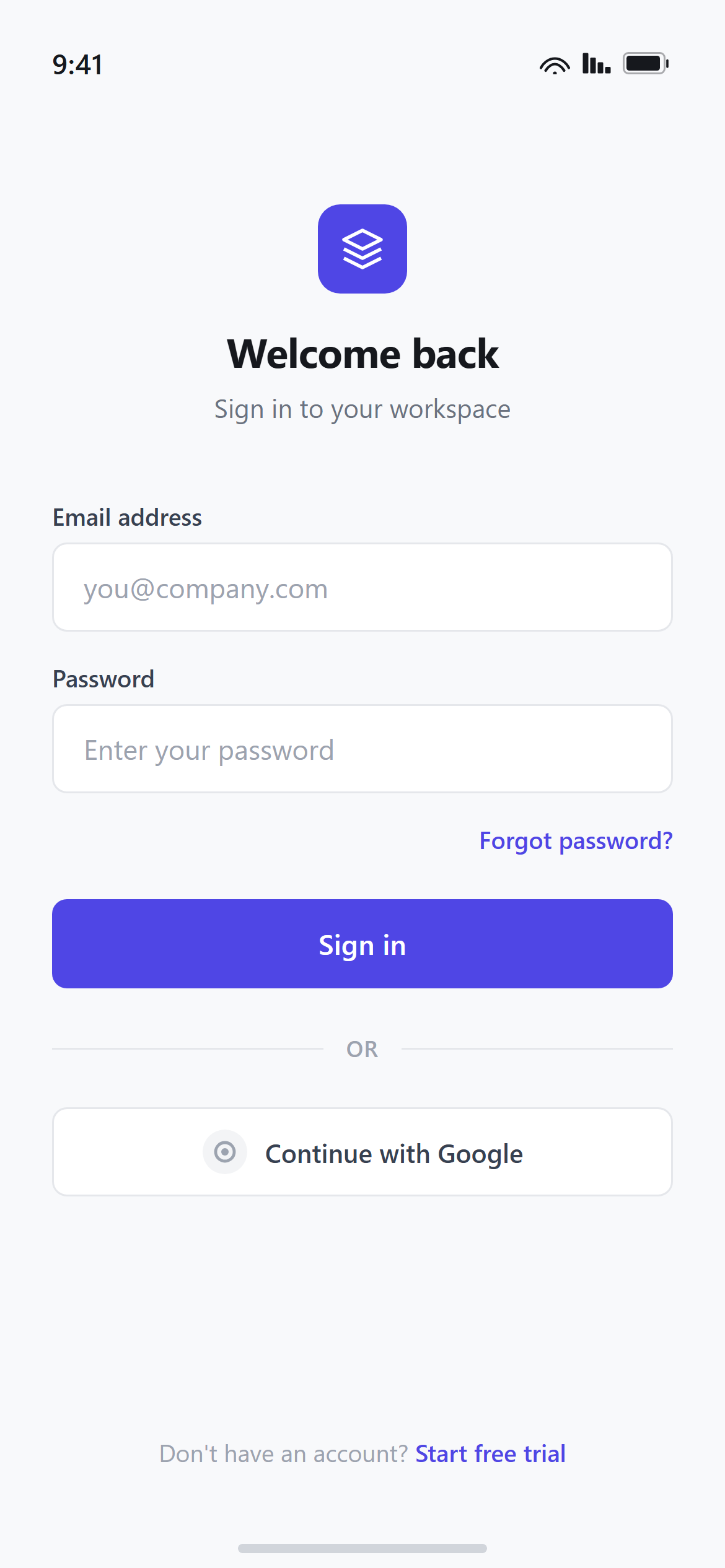 SaaS Clean Login