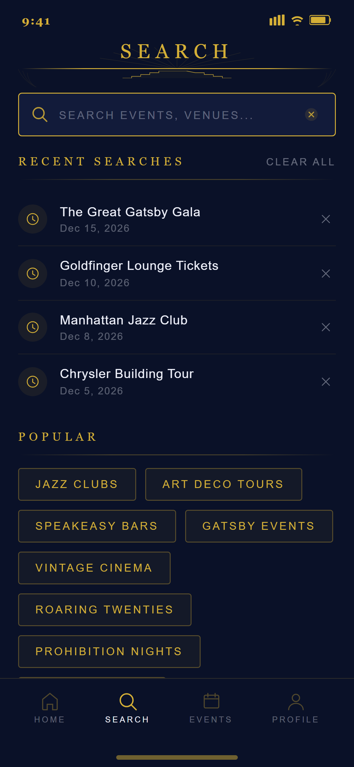 Art Deco Search & Filters