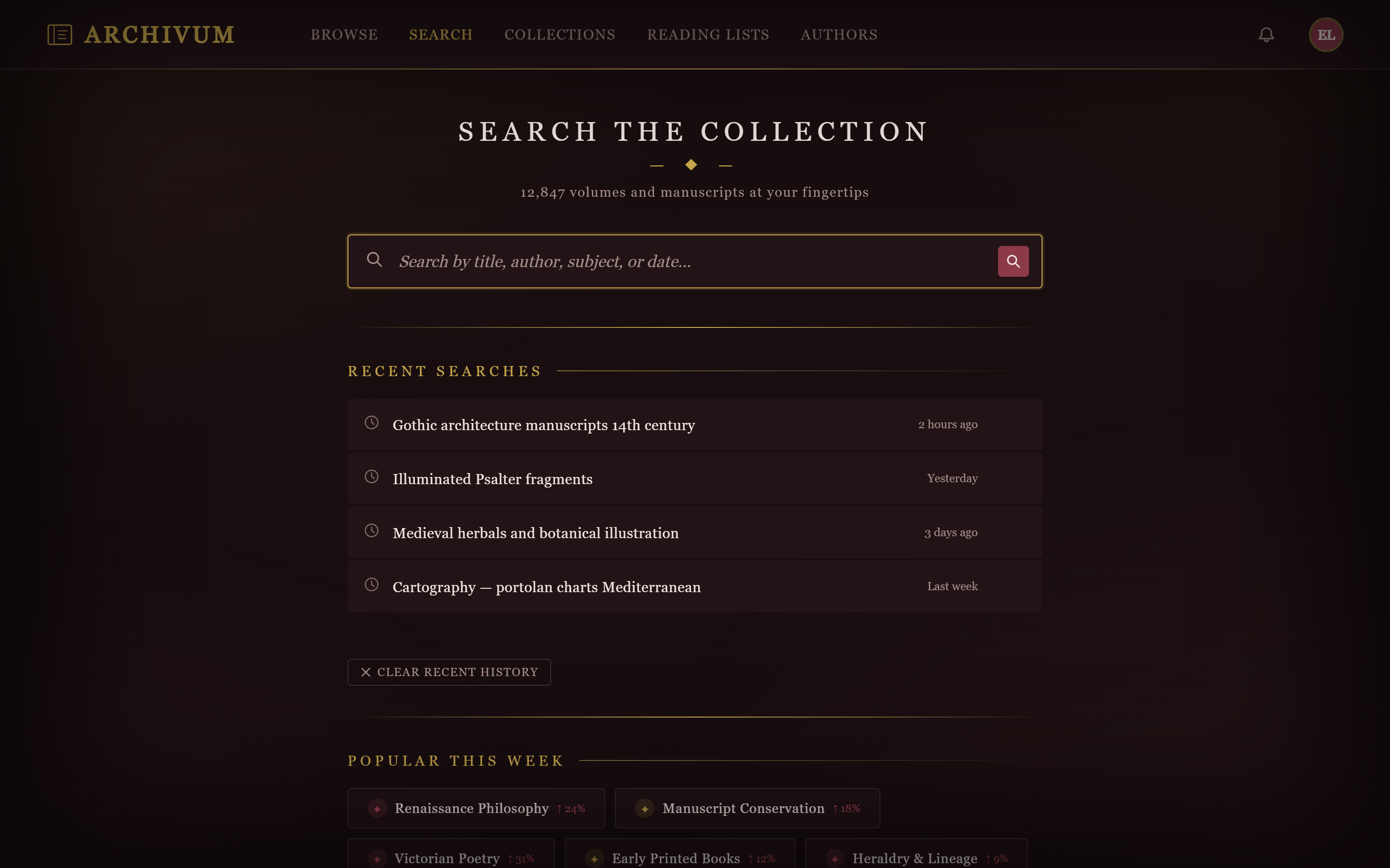 Dark Academia Search & Filters