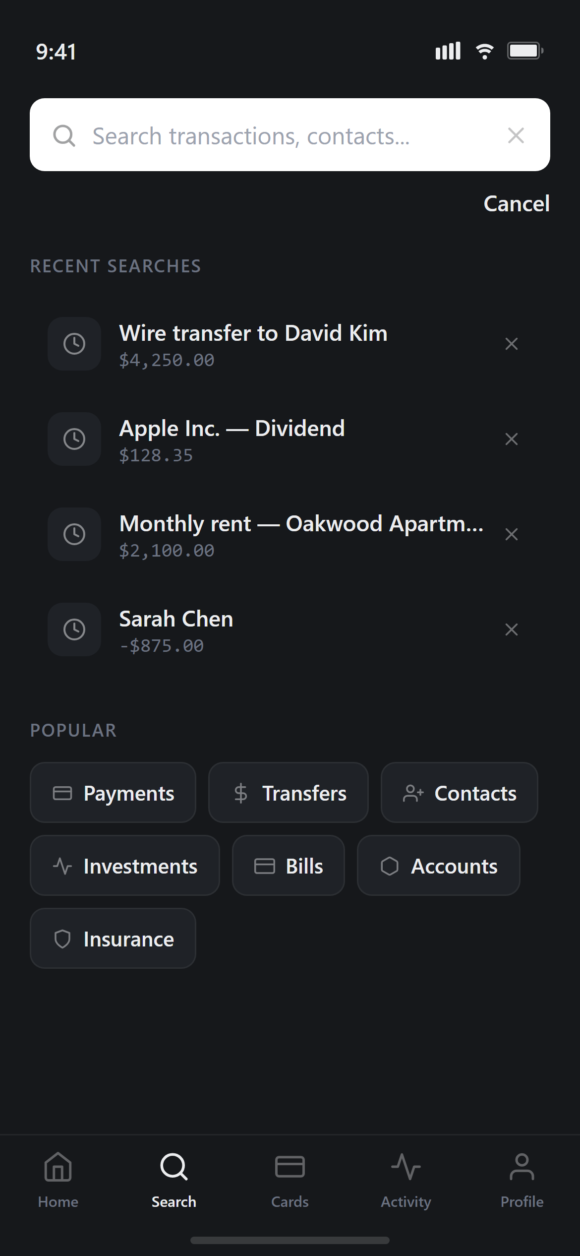 Fintech Trust Search & Filters