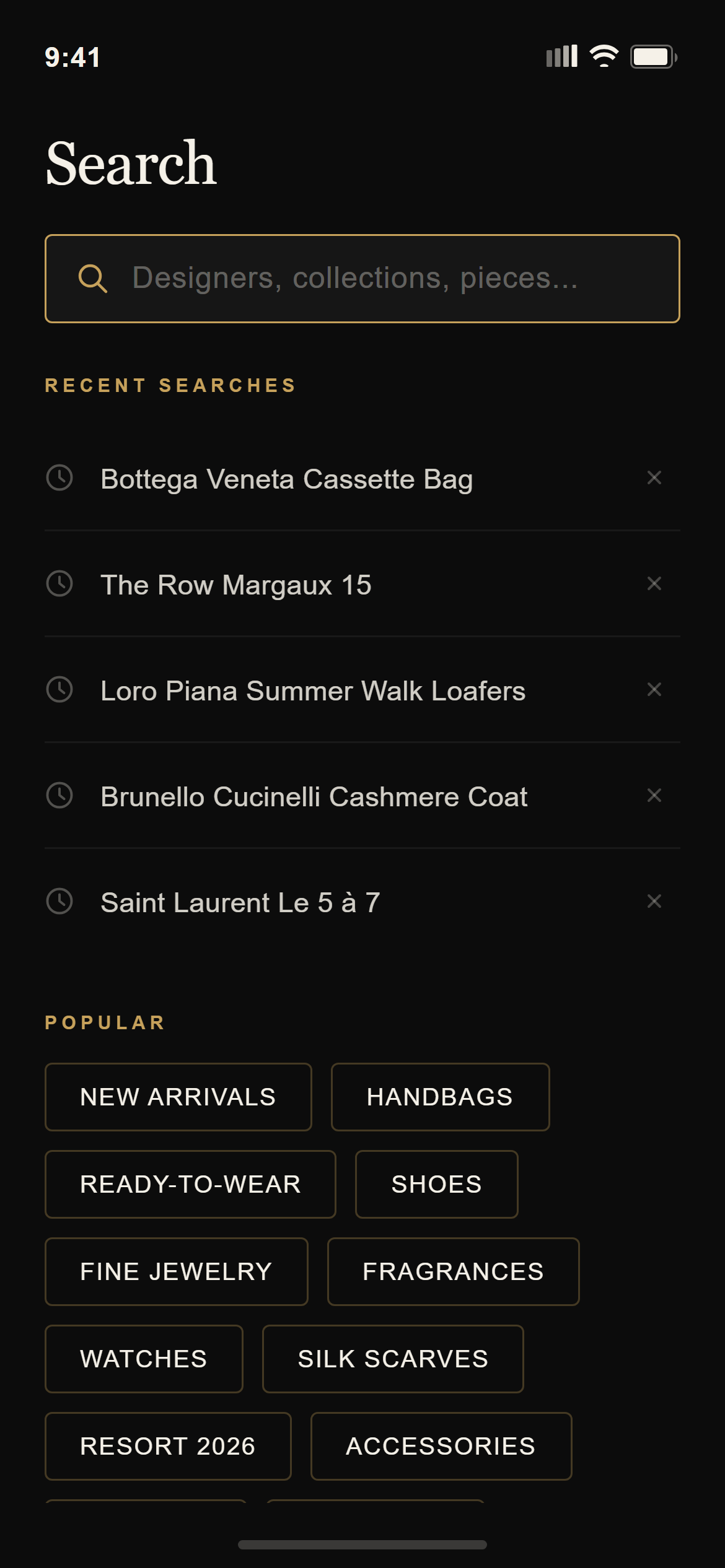 Luxury Dark Search & Filters
