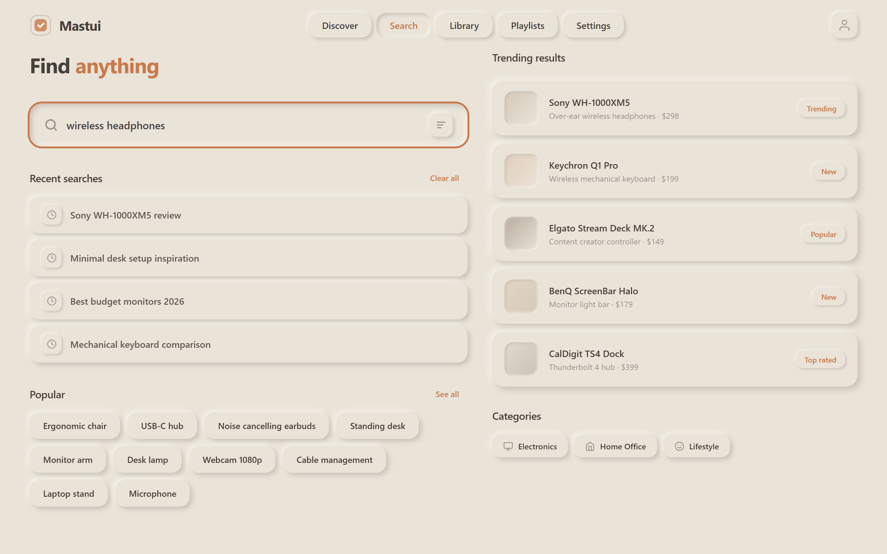 Neumorphism Search & Filters