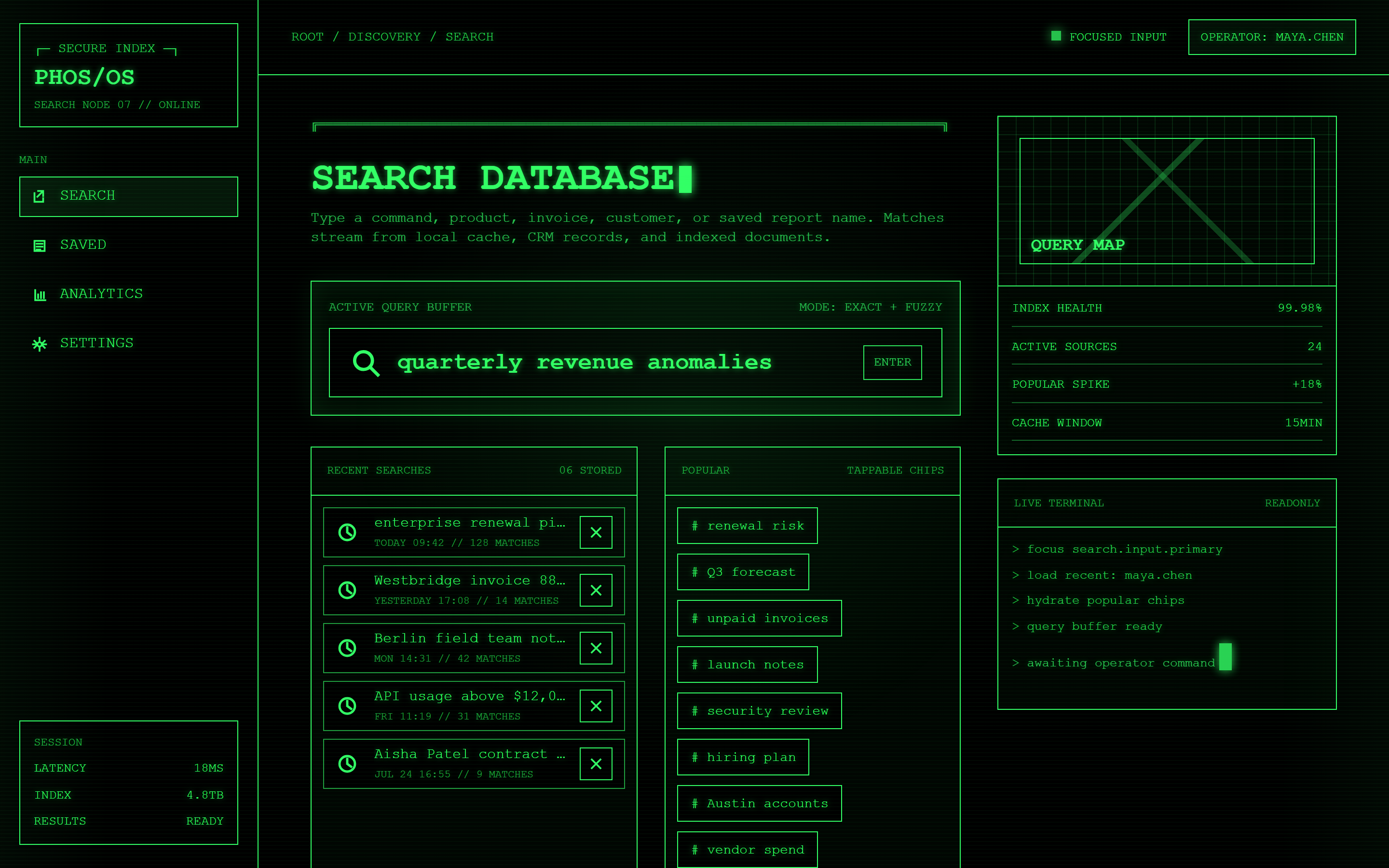Terminal Hacker Search & Filters
