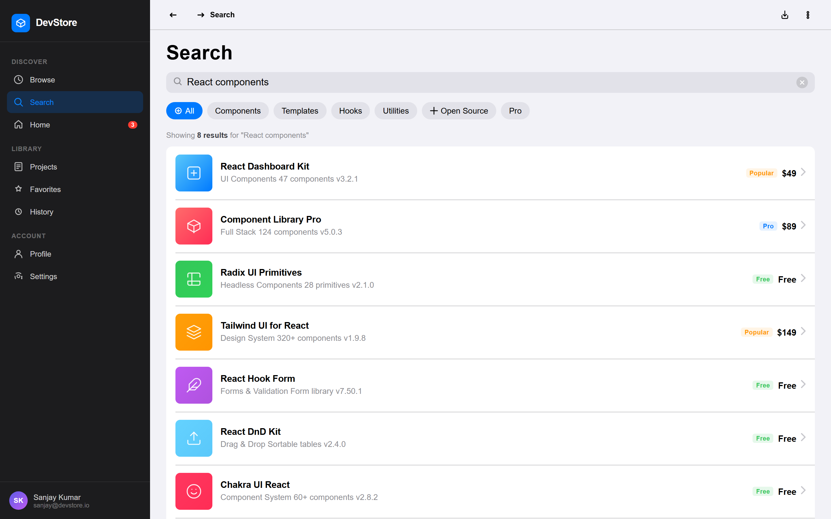 iOS Native Search Results